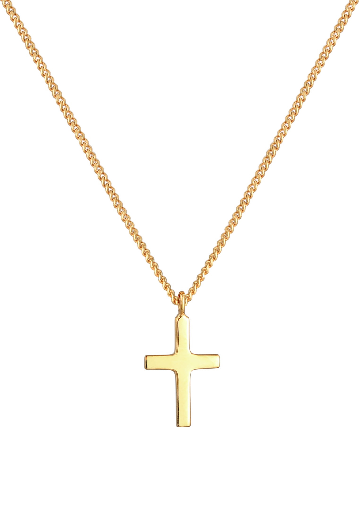 Elli Premium Kette mit Anhänger »Halskette Kreuz Klassisch Glaube Kommunion 375 Gelbgold«