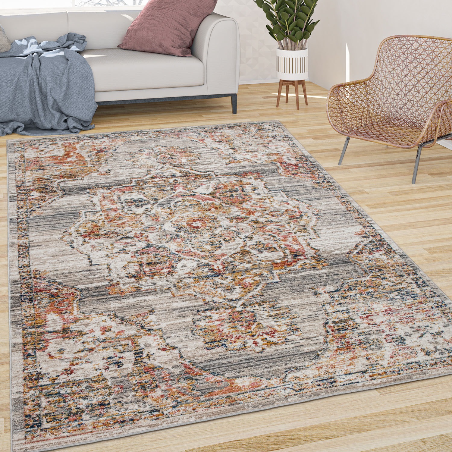 Paco Home Teppich »Herbete 734«, rechteckig, 8 mm Höhe, Kurzflor, Orient-Optik, Vintage Design