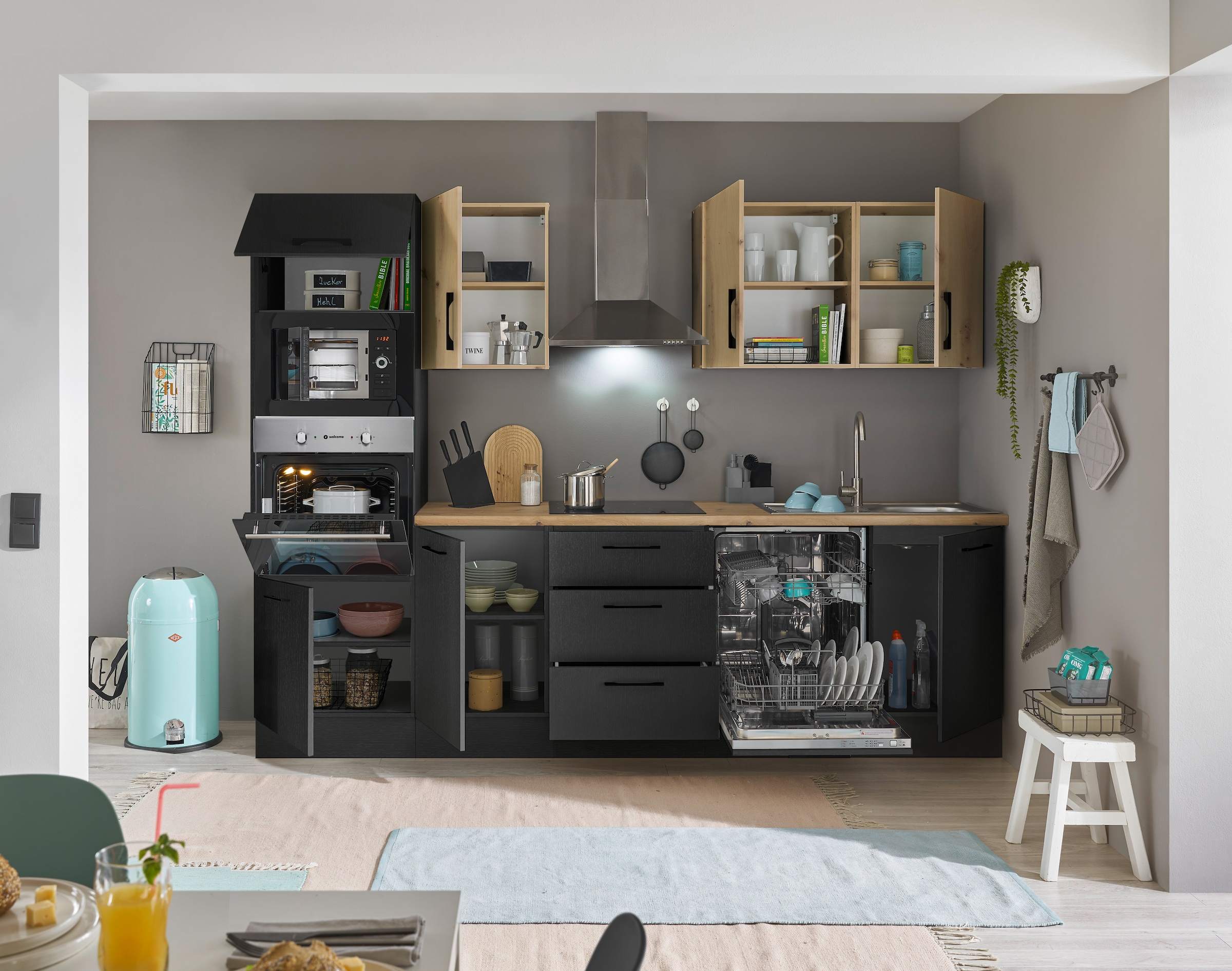 BASIC by Balculina Küchenzeile »Turin« Breite 280 cm, wahlweise mit E-Geräten