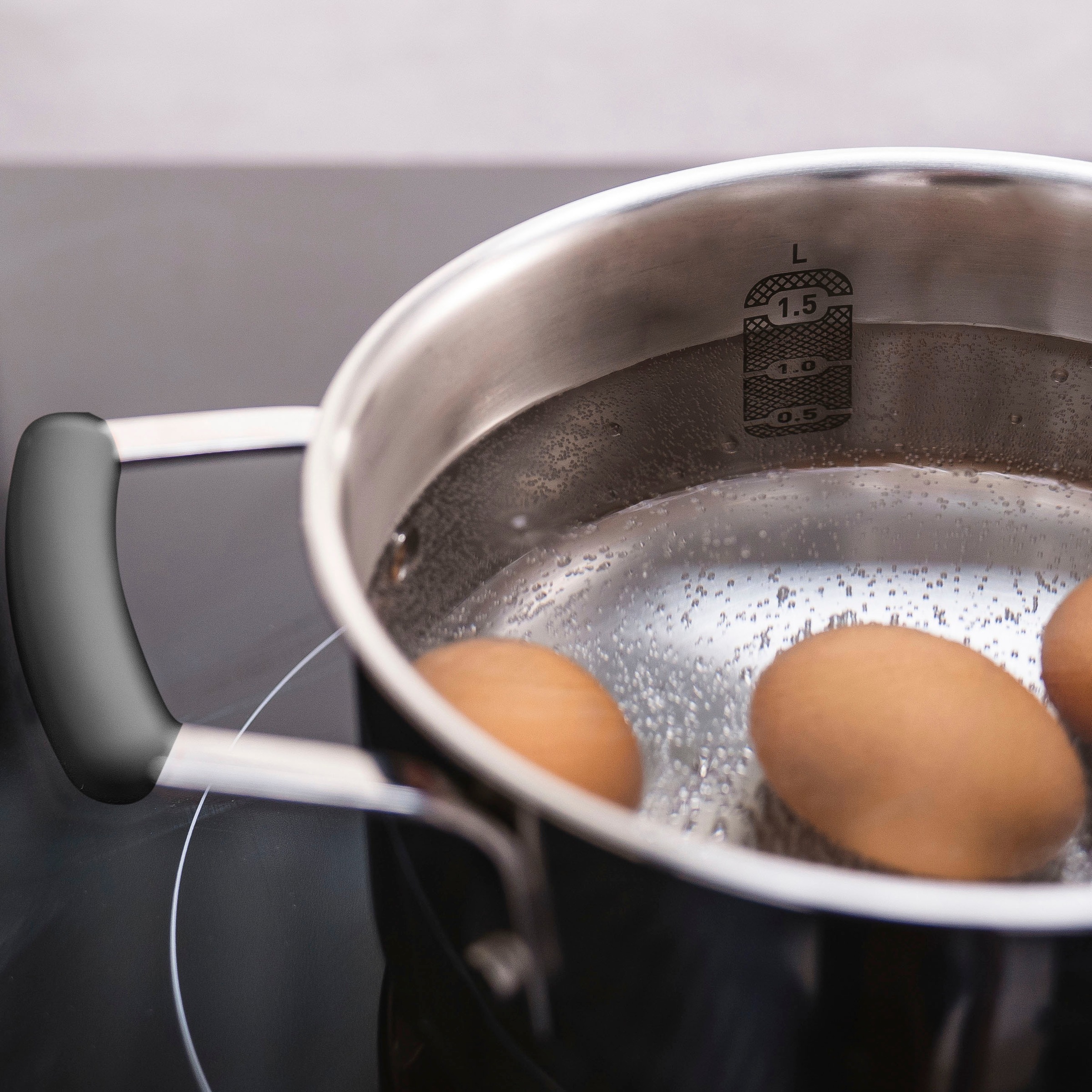 Tefal Topf-Set »G7376S Opti'Space«, Edelstahl, (Set, 6 tlg., Stielkasserolle 16 cm, Kochtopf 20/24 cm, je mit Deckel), Thermo-Fusion-Boden, für alle Herdarten inkl. Induktion