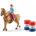 Schleich® Spielfigur »Farm World, Barrel racing mit Cowgirl (41417)«, (Set)
