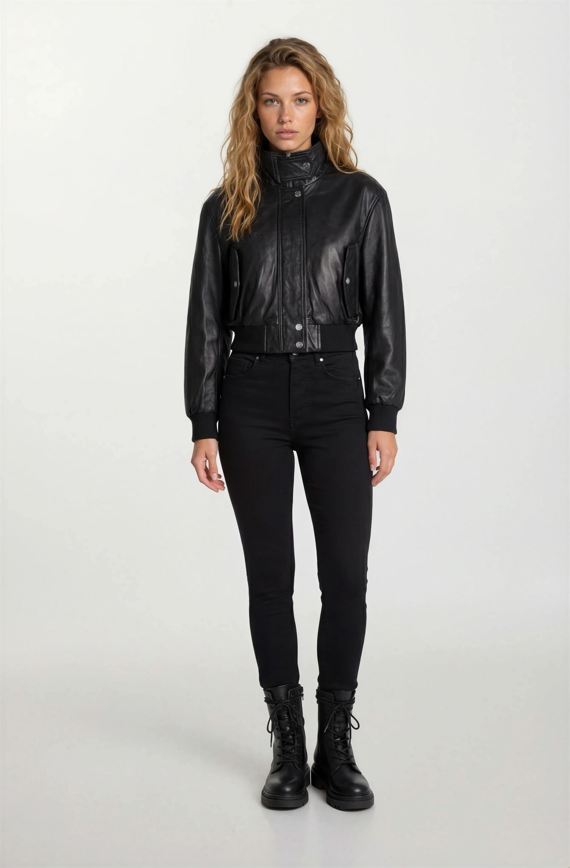 trueprodigy Lederjacke »Kiora Bomberjacke aus Leder mit Stehkragen« ohne Kapuze