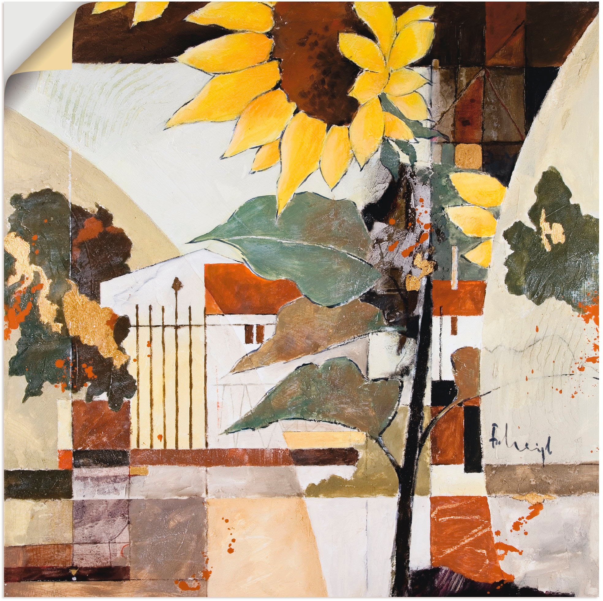 Artland Wandbild »Sonnenblumen«, Blumen, (1 St.), in vielen Größen & Produktarten -Leinwandbild, Poster, Wandaufkleber / Wandtattoo auch für Badezimmer geeignet
