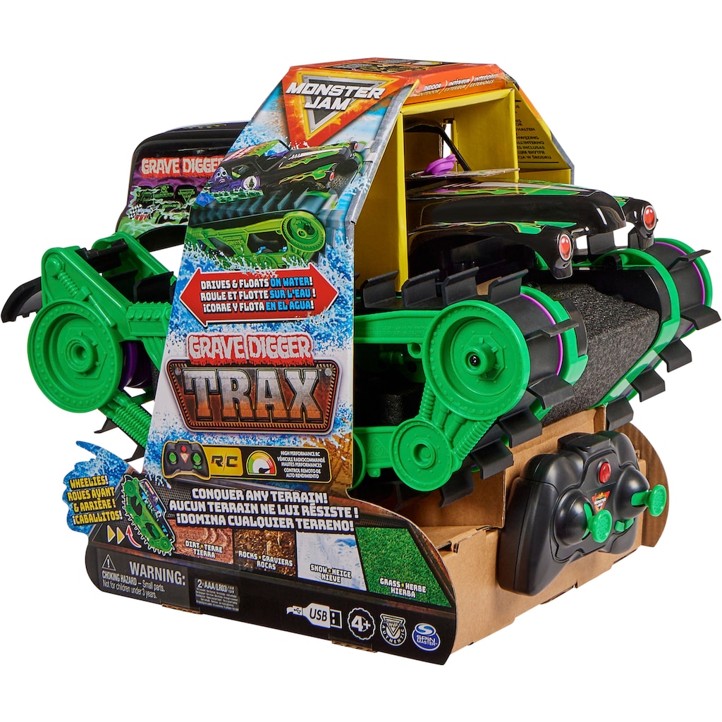 Spin Master RC-Monstertruck »Monster Jam - Grave Digger Trax«, All-Terrain-geländegängig an Land und im Wasser