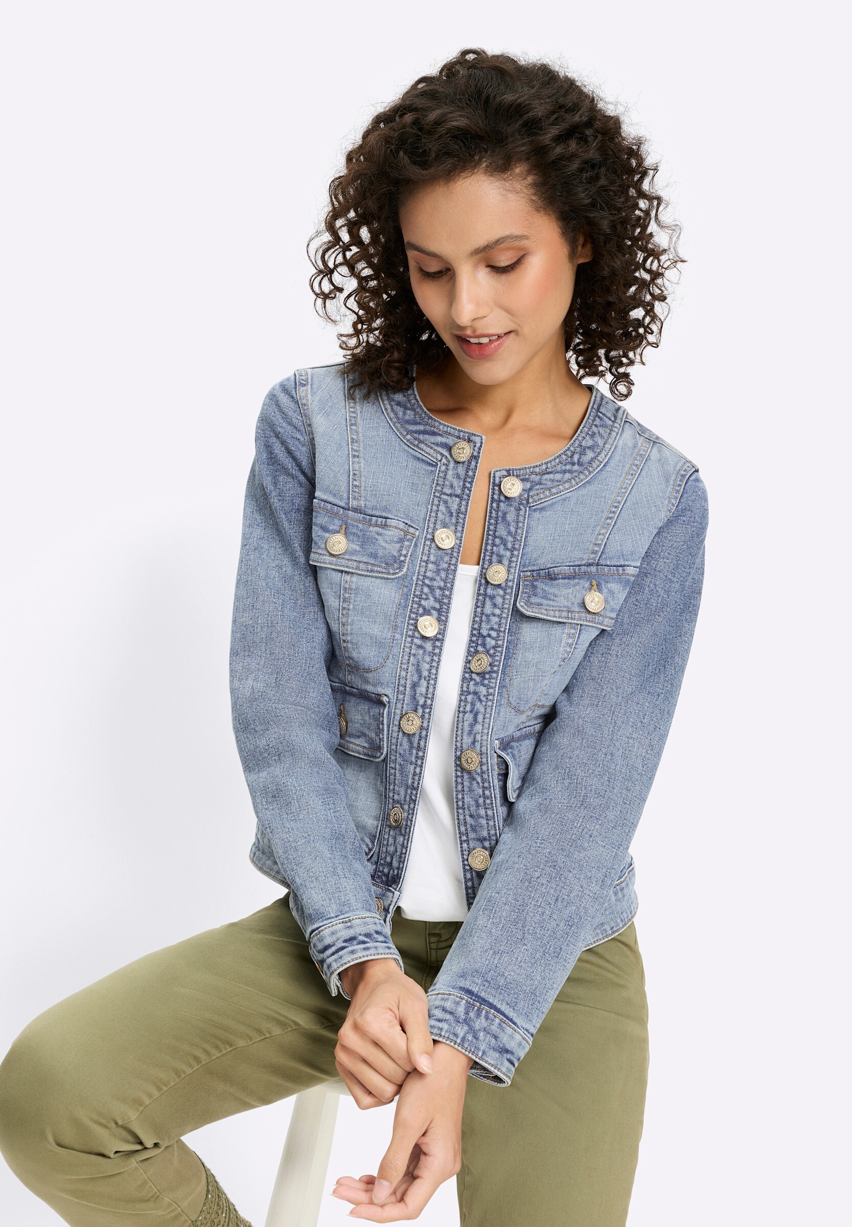 heine Jeansblazer »Jeans-Jacke Jeansjacke in verschlussloser Form«