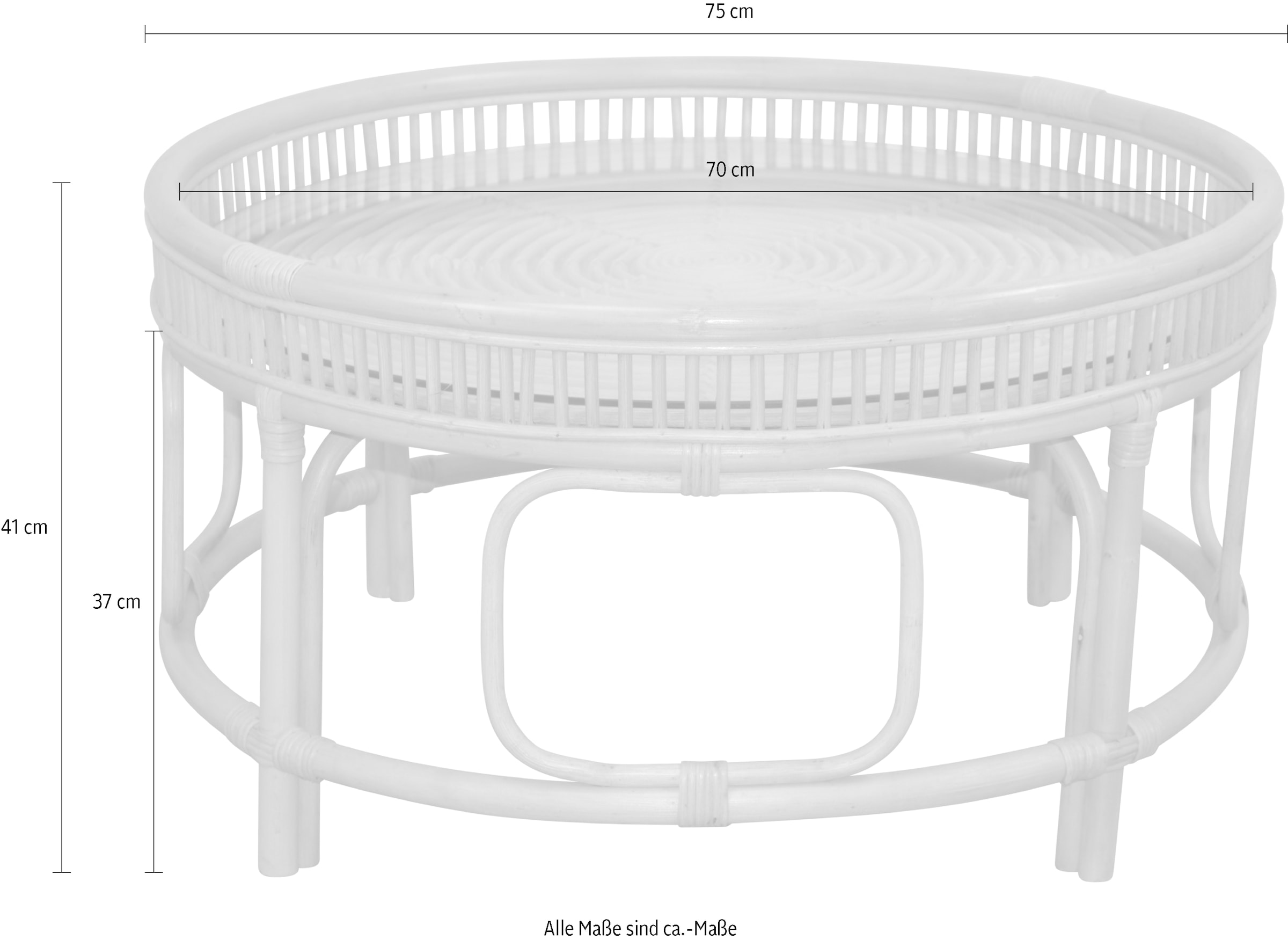 HOFMANN LIVING AND MORE Couchtisch, Rattan-Couchtisch mit oder ohne Glasplatte lieferbar