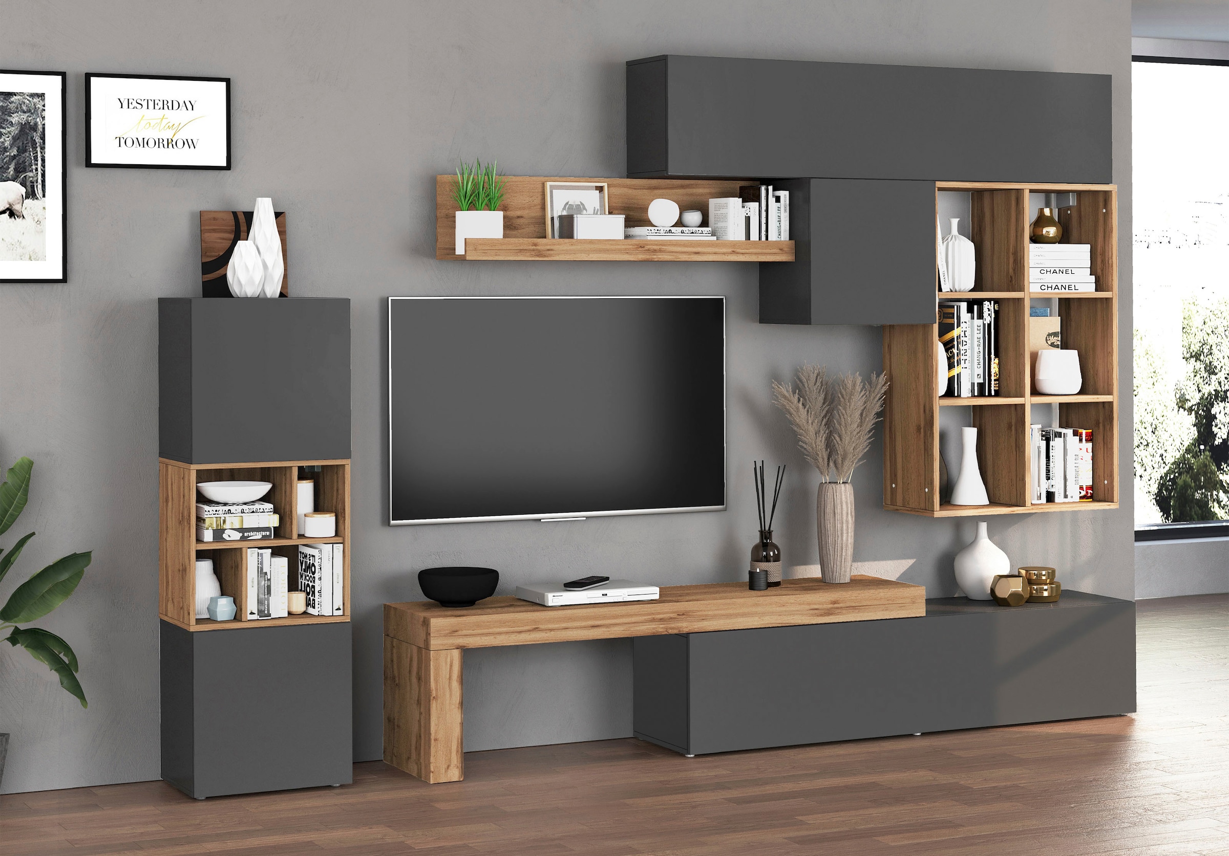 INOSIGN Wohnwand »Chronos Wohnwand, Medienwand, 8-er set« 8 Stk. tlg.