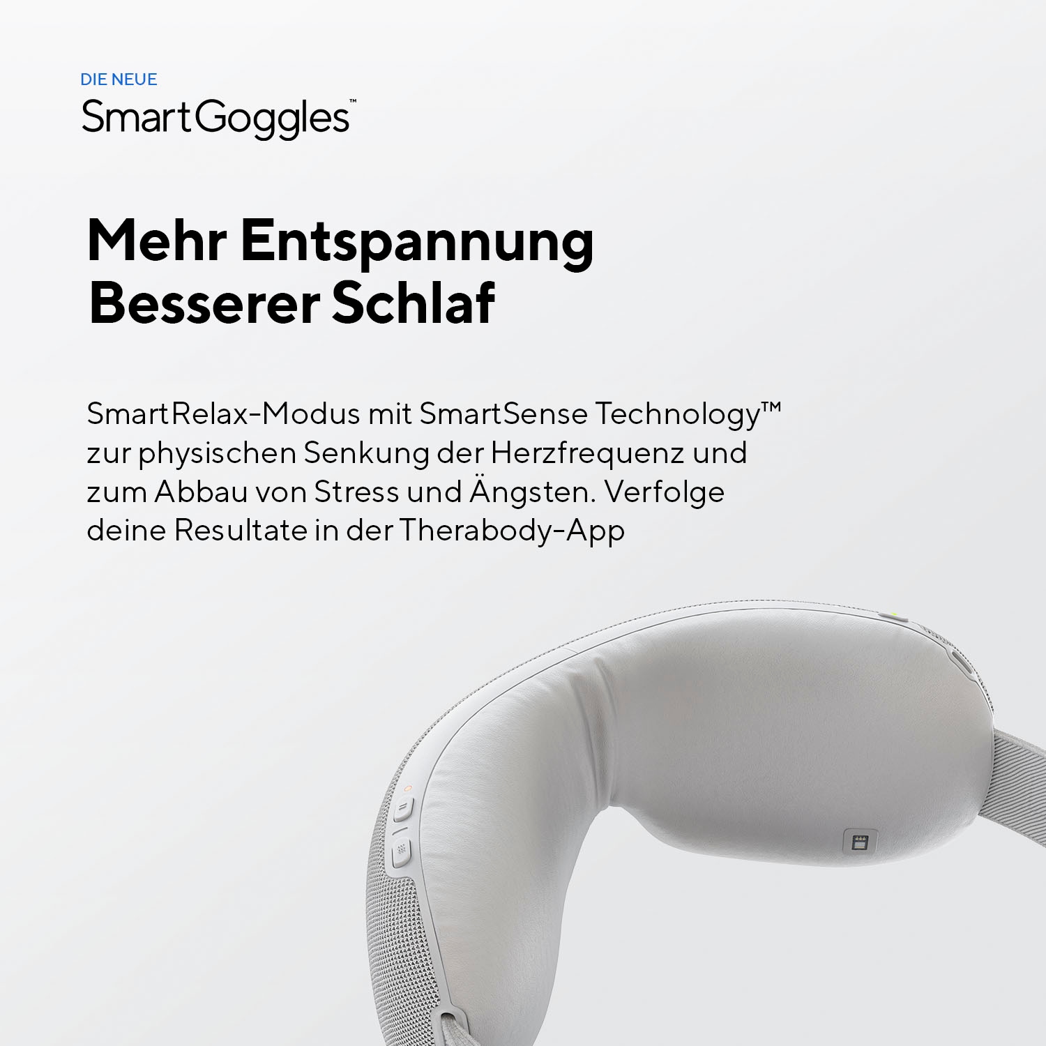 Therabody Massagegerät »SmartGoggles Augenmassage, Vibration, Wärme, App-Steuerung«, verbessert die Schlafqualität, lindert Kopfschmerzen & Migräne