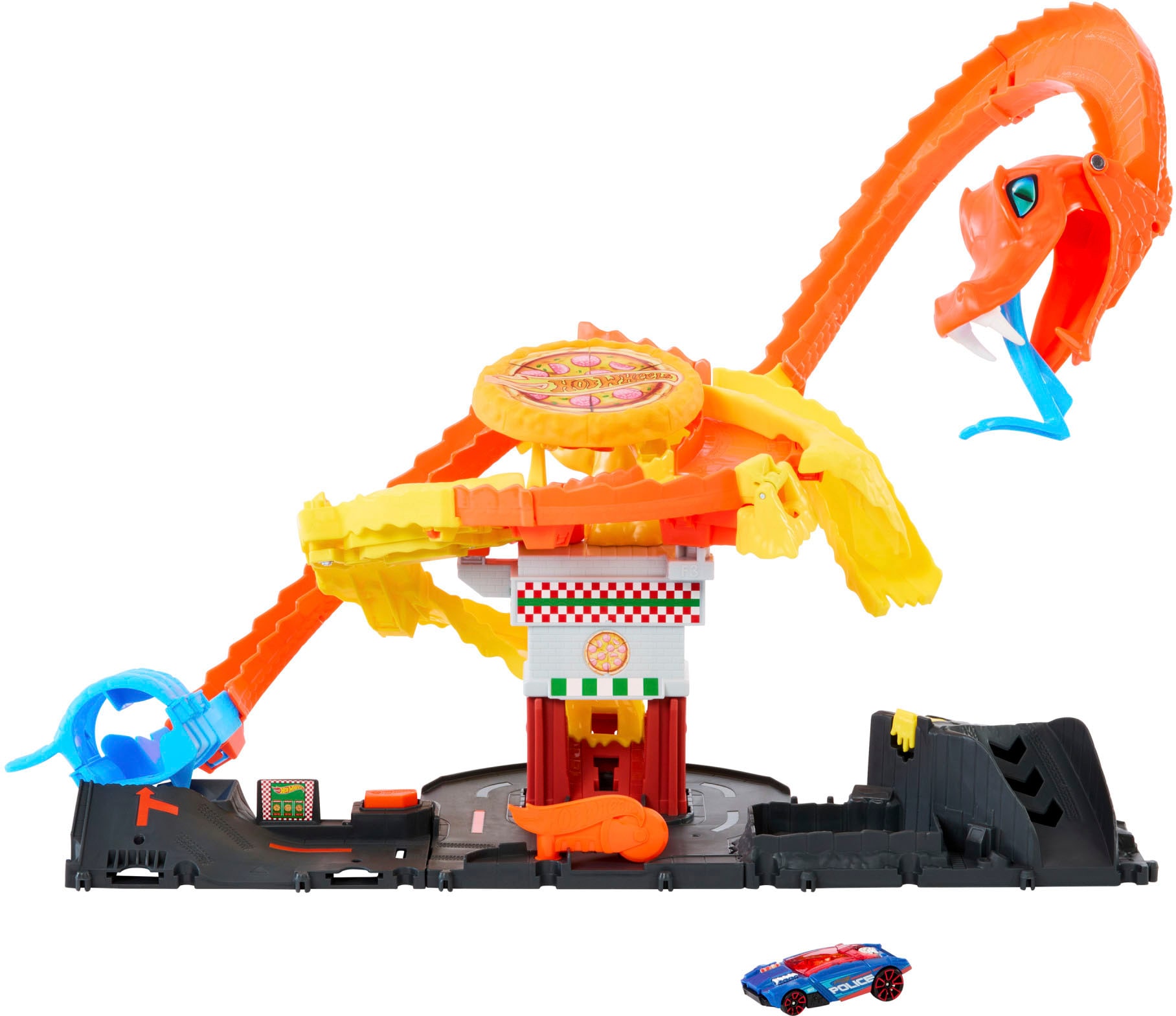 Autorennbahn »City Cobra Slam Pizza Attack«, inklusive 1 Spielzeugauto