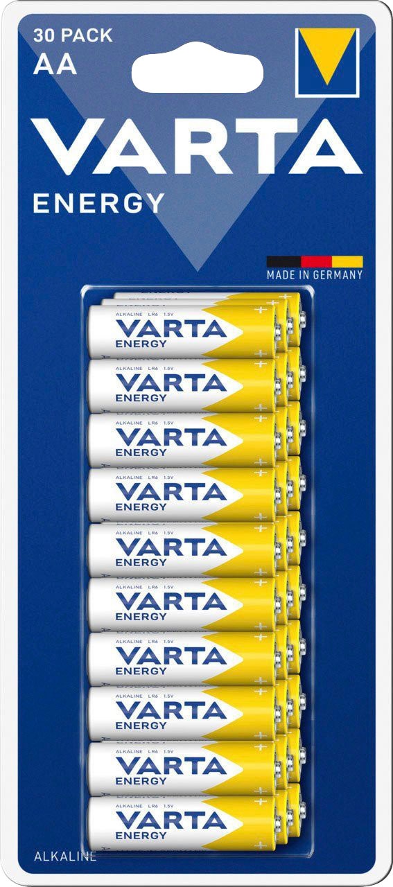 VARTA Batterie »30er Pack Energy AA Mignon LR6 Alkaline - Made in Germany«, LR06, (30 St.), bis zu 5 Jahren lagerfähig