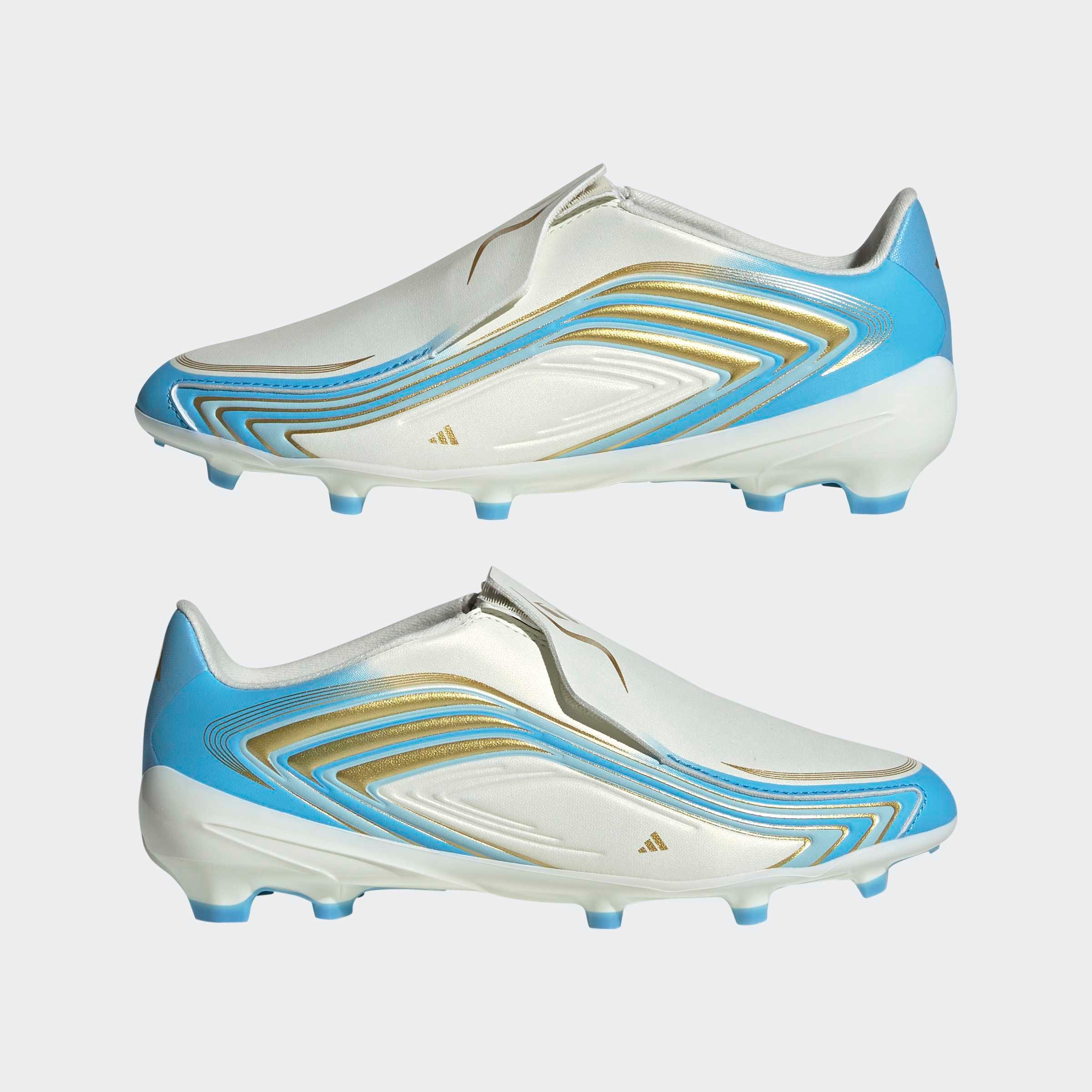 adidas Performance Fußballschuh »F50 MESSI LEAGUE KIDS , FESTE BÖDEN, OHNE SCHNÜRSENKEL«  Außensohle für Rasen und feste Böden, für Jugendliche & Kinder