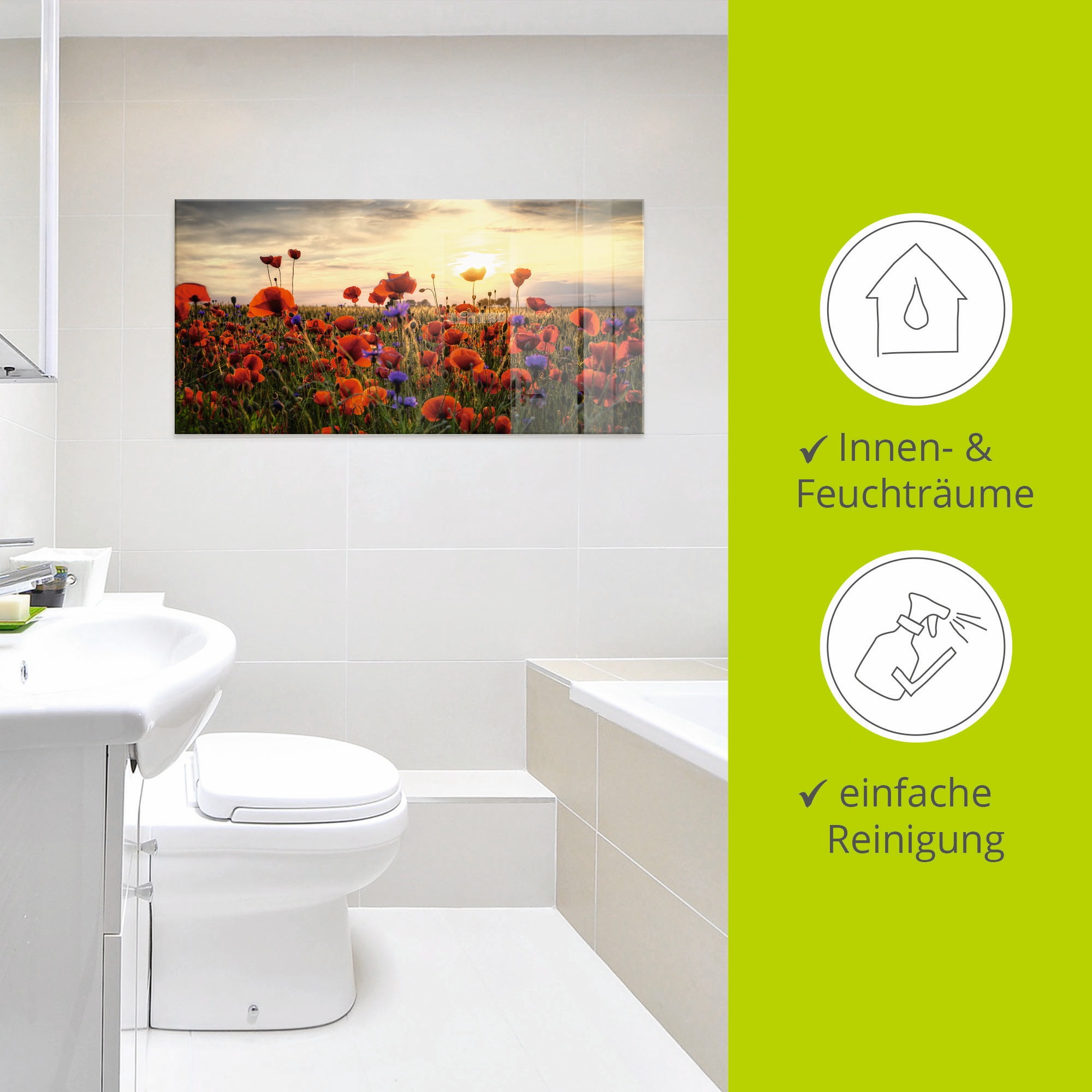 Artland Glasbild »Mohnblumen«, Blumen, (1 St.), in verschiedenen Größen