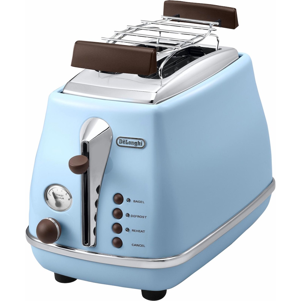 De'Longhi Toaster »Incona Vintage »CTOV 2103.AZ««, 2 kurze Schlitze, 900 W, im Retro Look, azur