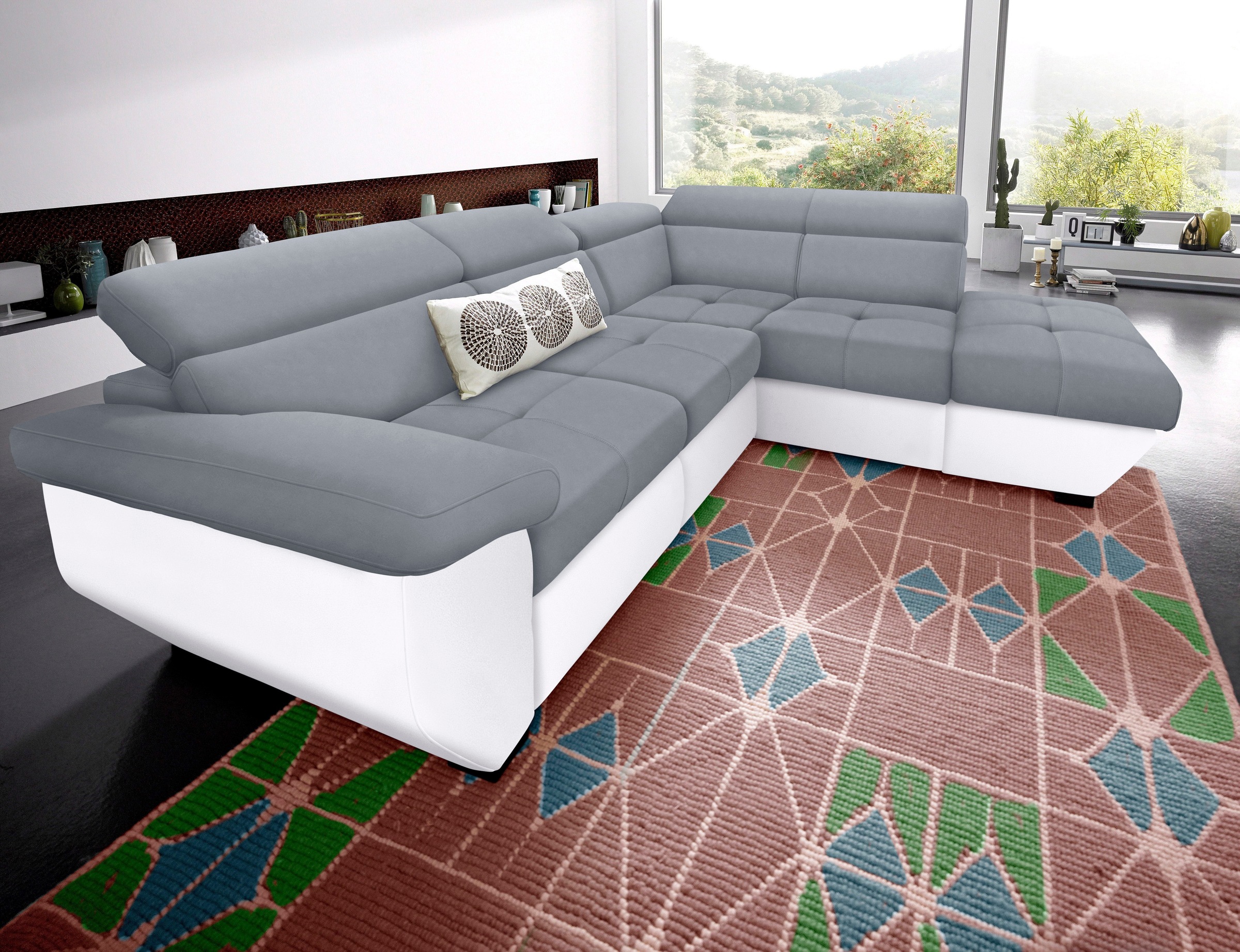 COTTA Polstergarnitur »Speedway L-Form«, (Set), Set bestehend aus: Ecksofa mit Kopfteilverstellung & Hocker