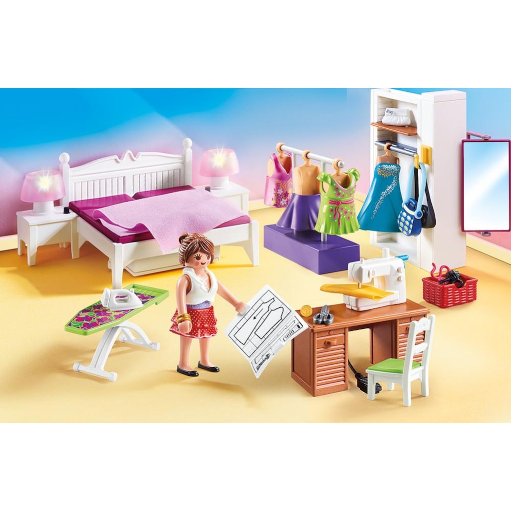 Playmobil® Konstruktions-Spielset »Schlafzimmer mit Nähecke (70208), Dollhouse«, (67 St.), Made in Germany
