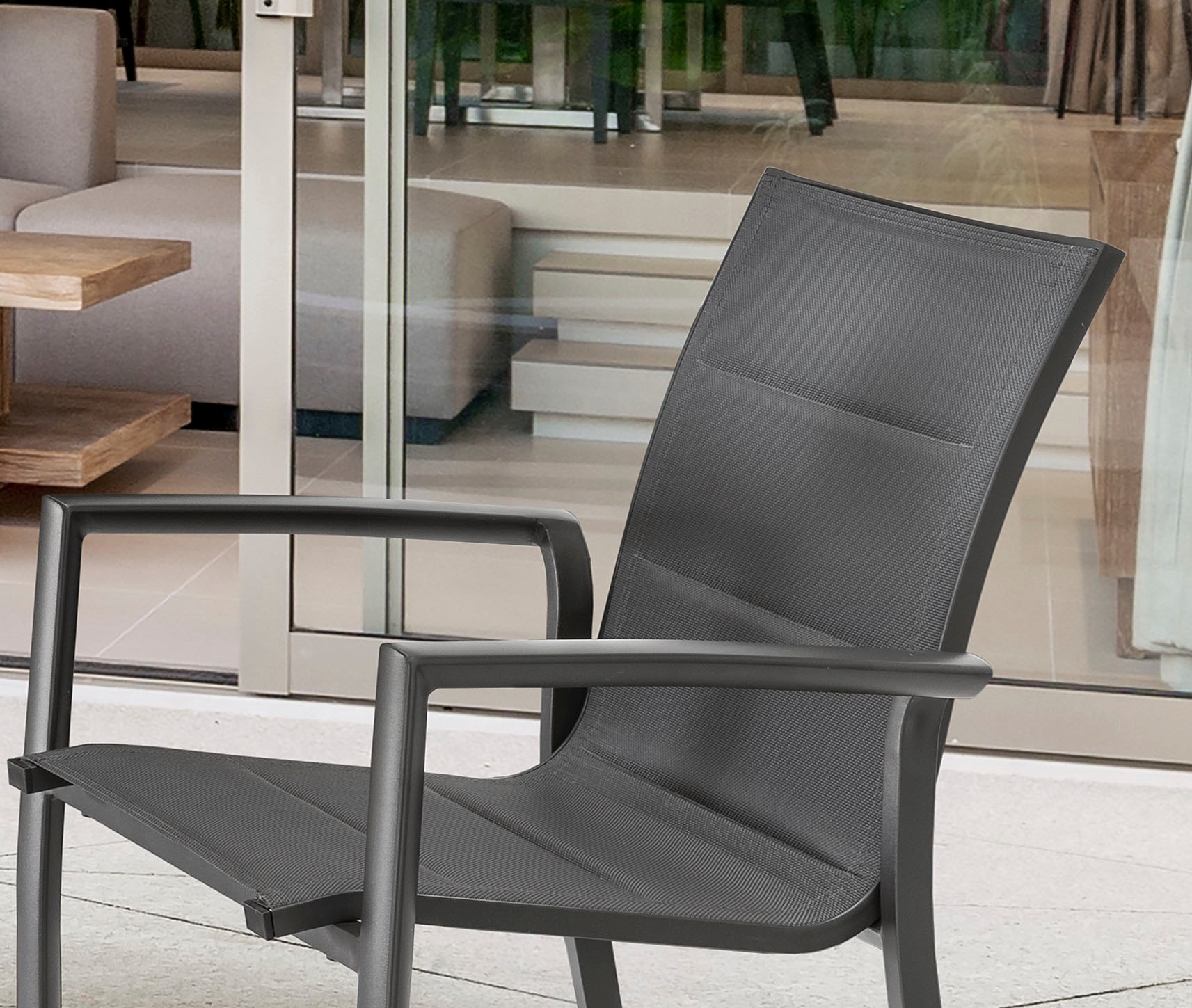 Destiny Garten-Essgruppe »COSTA IMOLA« 5 Stk. tlg. 4 Stapelsessel Textilene, 1 Ausziehtisch 165/215x100 cm