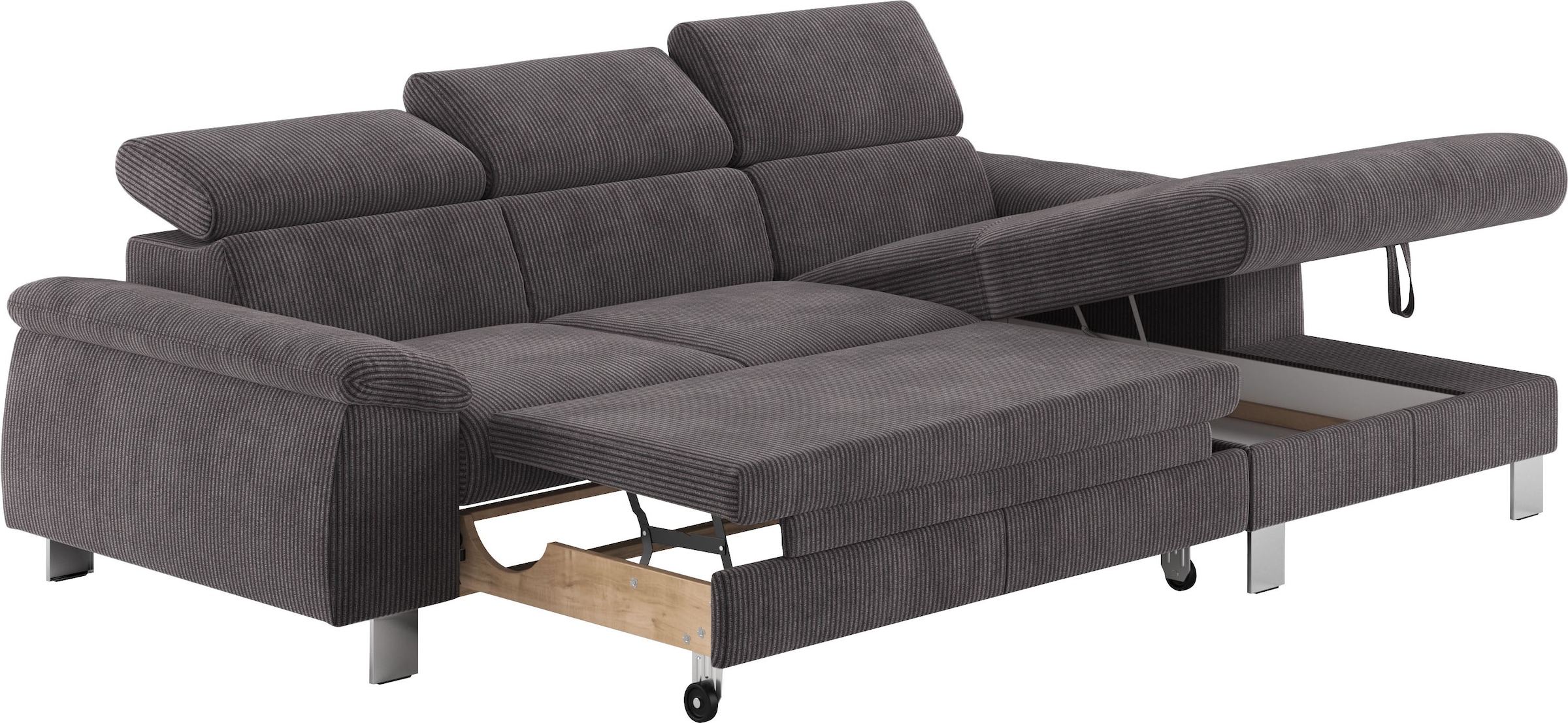 COTTA Ecksofa Komaris, Ecksofa, wahlweise mit RGB-LED-Beleuchtung und Bettfunktion/Bettkasten