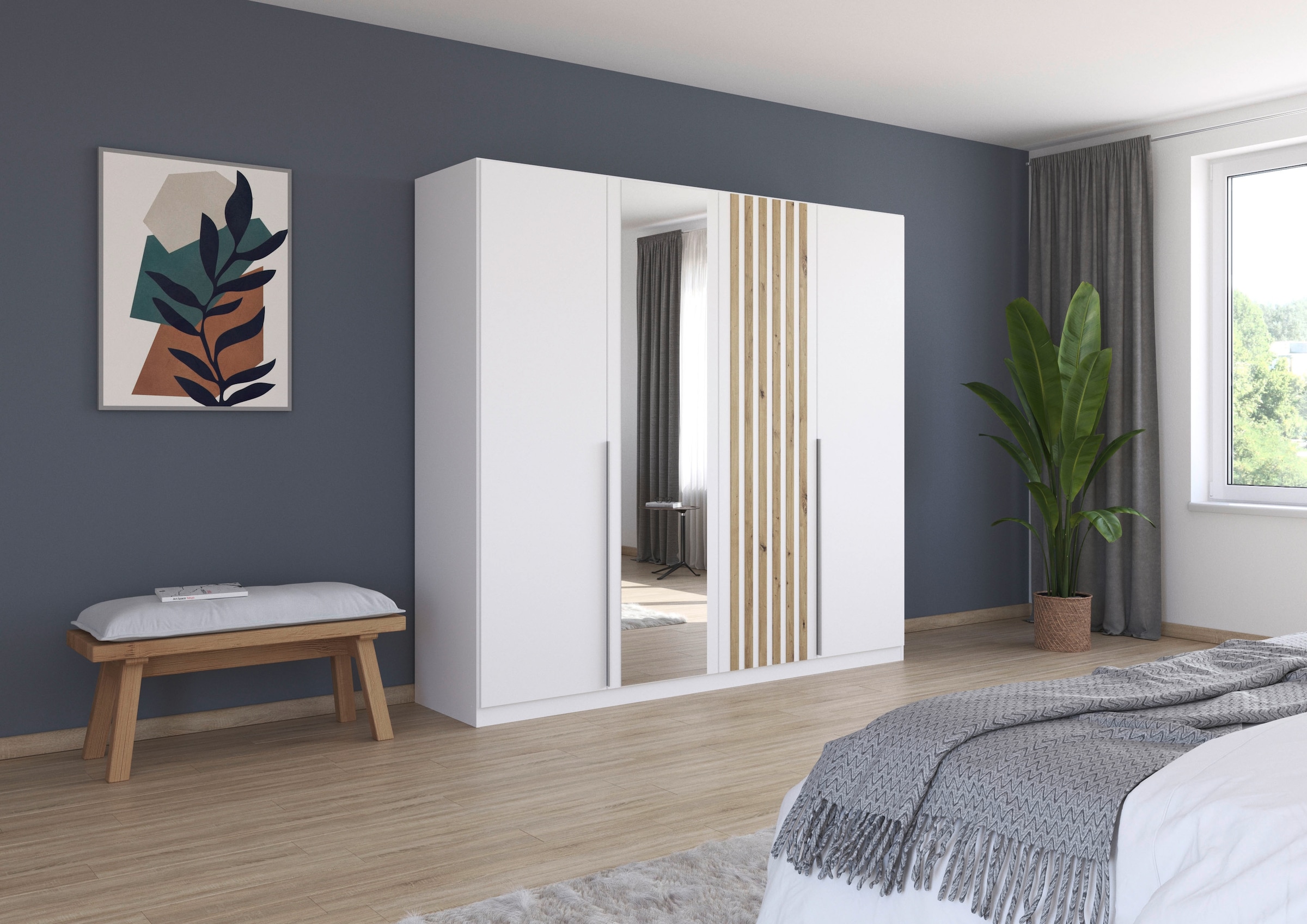 rauch Schlafzimmer-Set »Komplettzimmer Komplett Set Schrank 226 cm Bett 160/180 cm LAMELLA« Set, 3 verschiedene Ausstattungen, inkl. SOFT-CLOSE, 4 tlg. tlg.