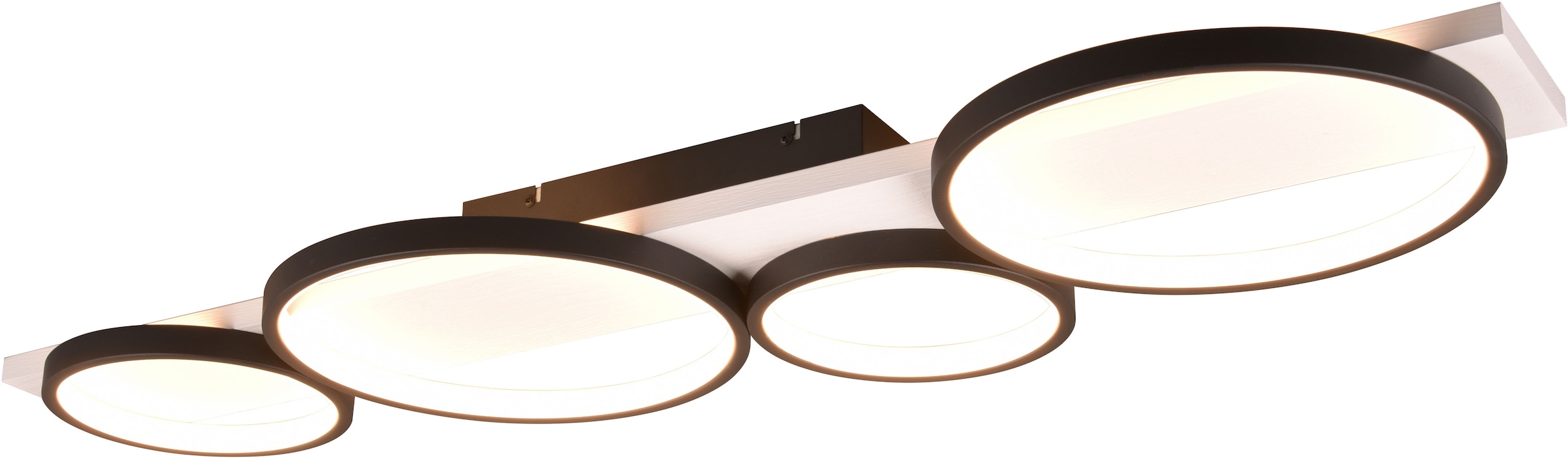 TRIO Leuchten LED Deckenleuchte »MEDERA, Deckenlampe LED Ringe mit Holz Deko 44W 5100 Lumen warmweiß«, 1 flammig, Leuchtmittel LED-Board | LED fest integriert, als Wandlampe oder Deckenlampe einsetzbar dimmbar über Wandschalter