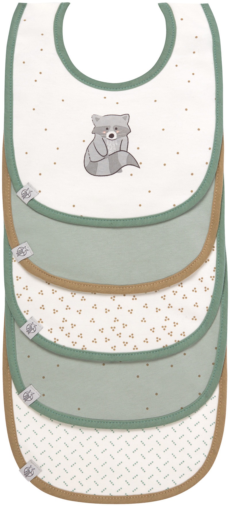 Lässig Lätzchen »About Friends, Racoon« Set, 5 Stk. tlg. PETA-approved vegan; Enthält Bio-Baumwolle in grün