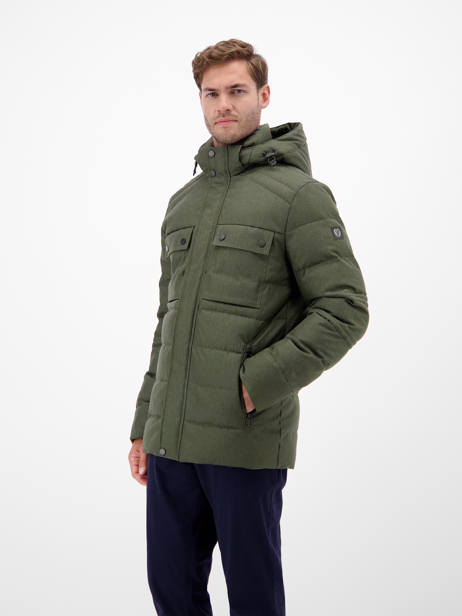 LERROS Steppjacke »LERROS Herren Fieldjacket in Woll-Optik«, mit Kapuze, Wasser- und windabweisend, atmungsaktiv