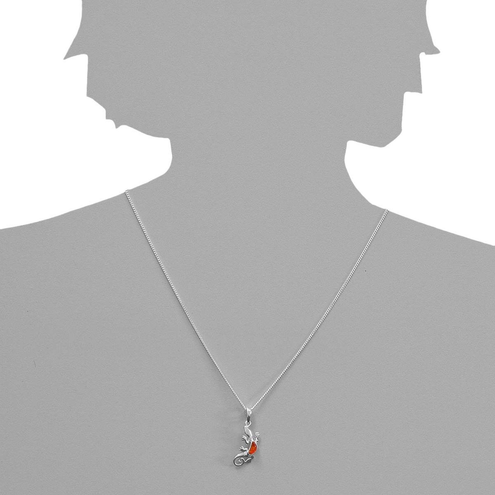 OSTSEE-SCHMUCK Kette mit Anhänger »- Echse - Silber 925/000 - Bernstein«