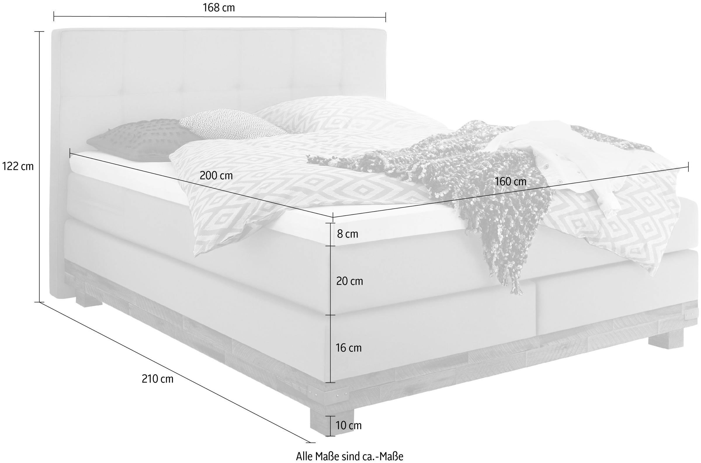 HASENA Boxspringbett »Boston«, inkl. Topper, Massivholzrahmen aus Akazie