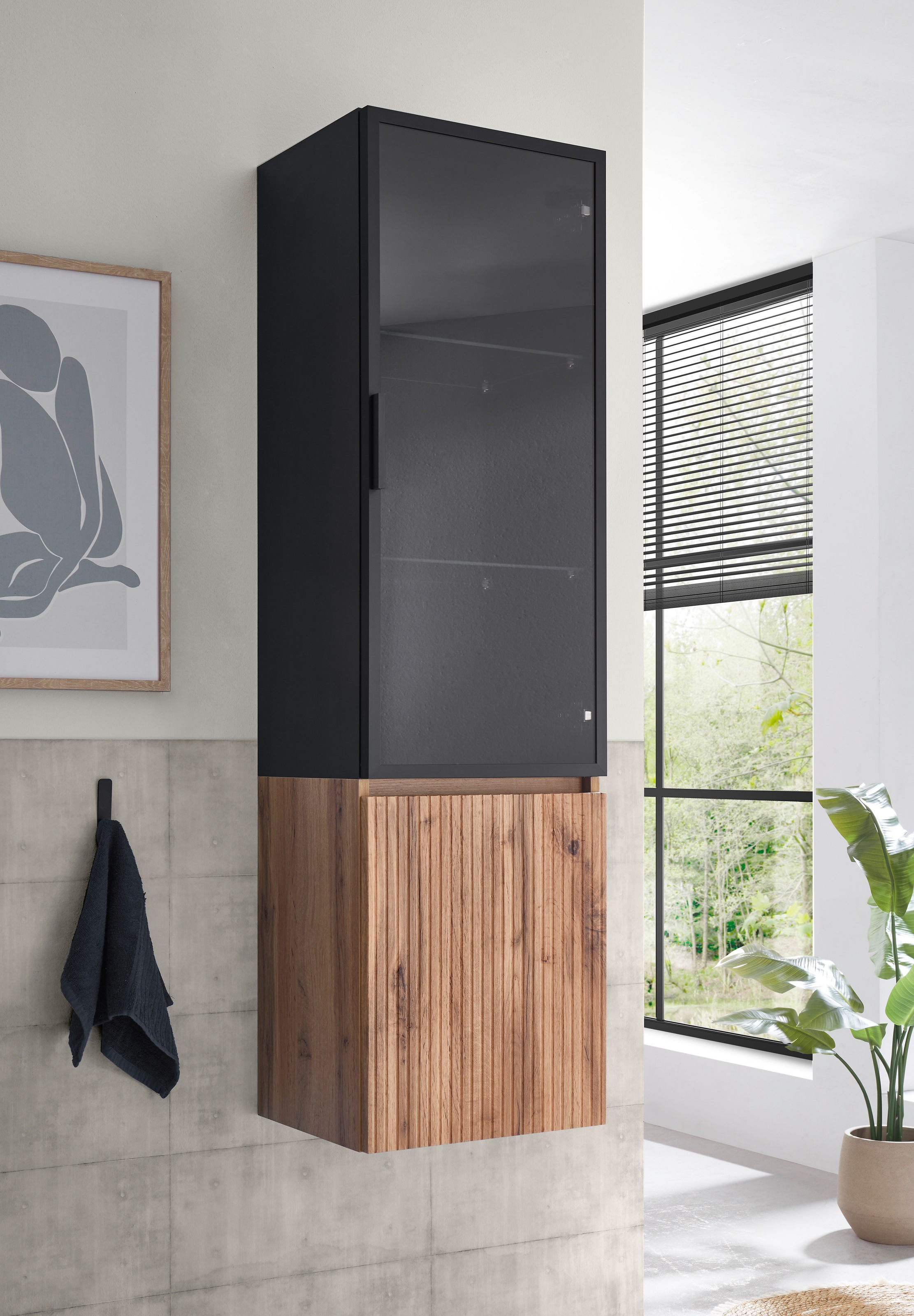 BASIC by Balculina Hochschrank »Loris BxHxT 40x140x32 cm« 1 Stk. tlg. Breite 40cm, Softclose, Glastür