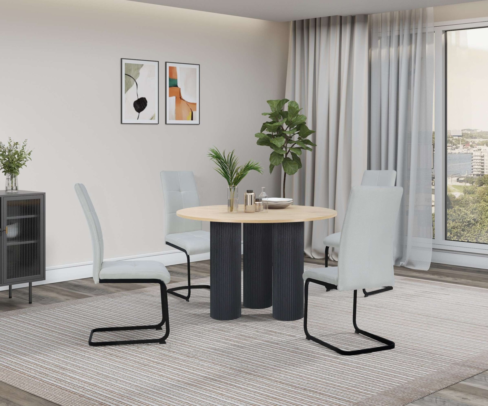 OTTO home Esstisch »Mandan«, rund, 110x110 cm, 25 cm runde Beine mit Rillenstruktur, Höhe 76 cm