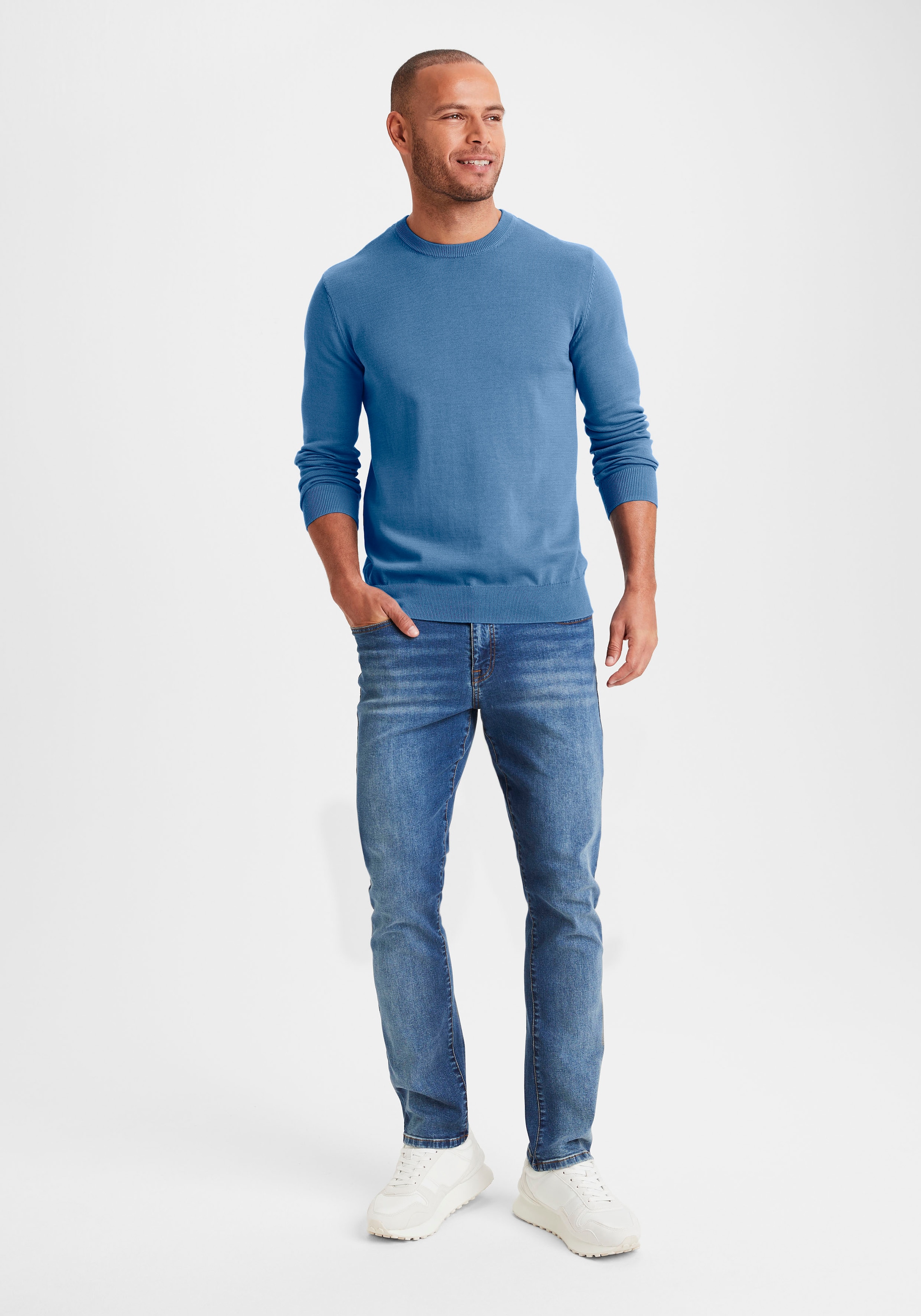 H.I.S Strickpullover Regular Fit, Langarm, Pullover aus Feinstrick, Baumwollmischung