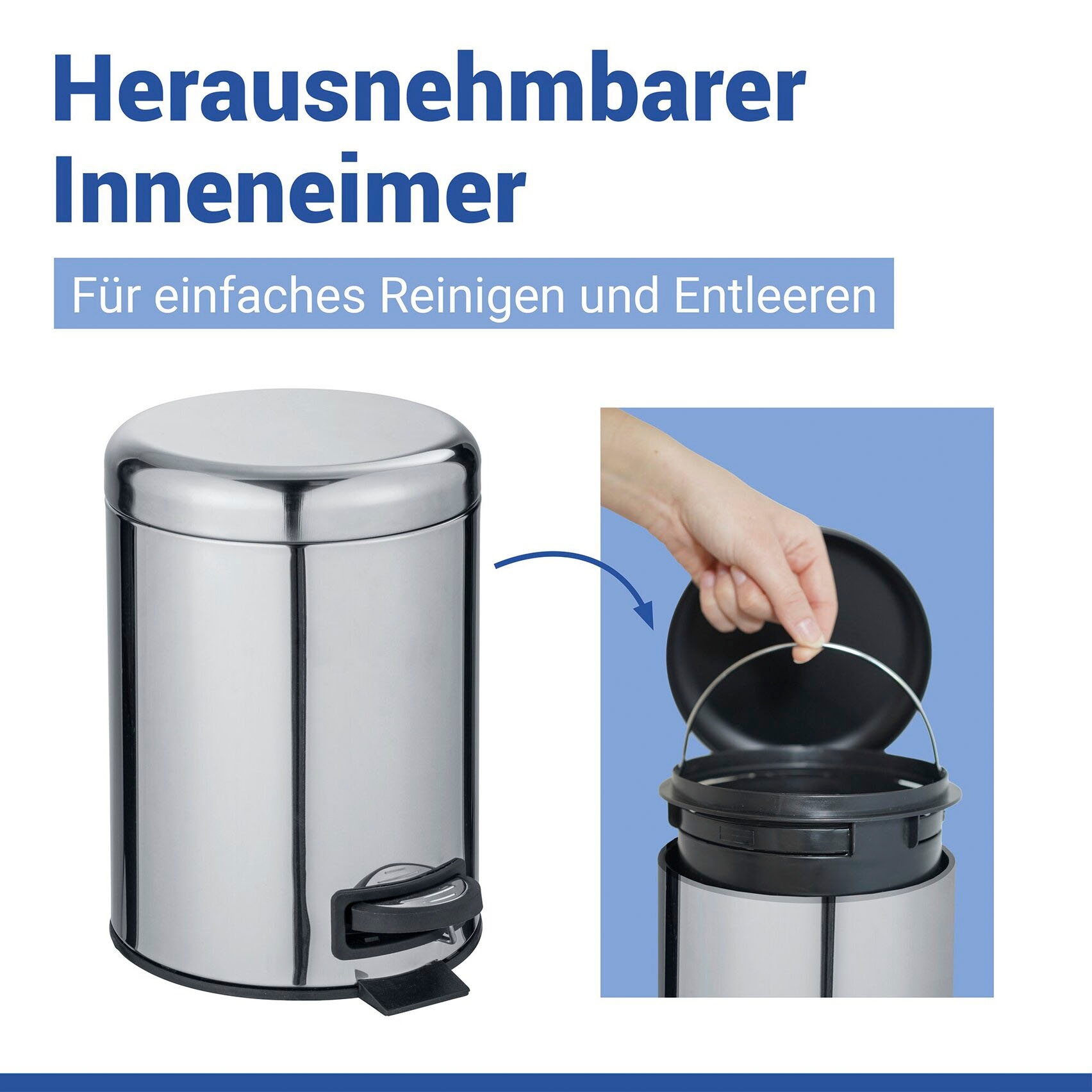 WENKO Kosmetikeimer »Leman« 5 Liter, BxTxH: 21x28x24 cm