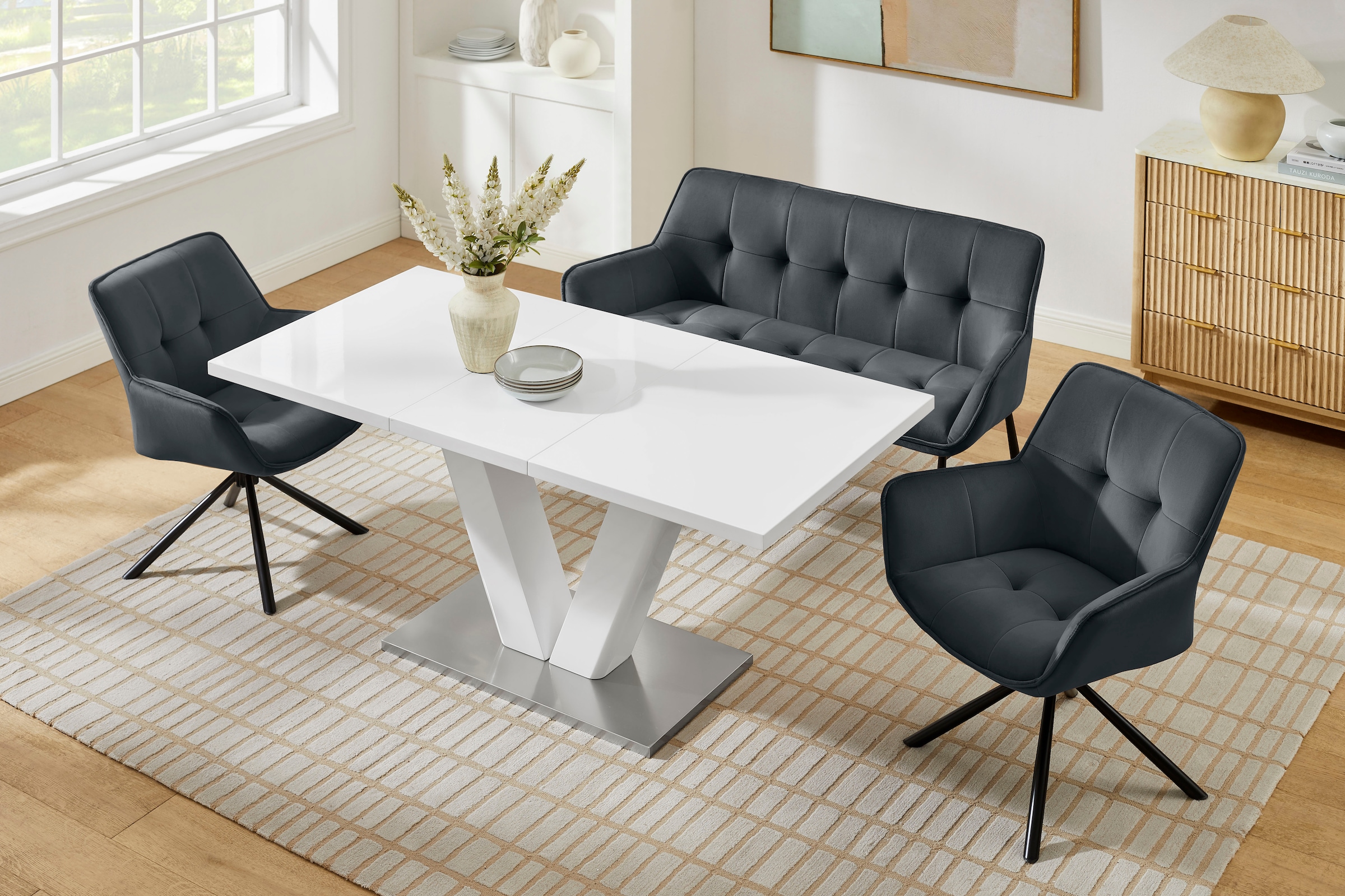 OTTO home Bank »Lika« weicher Veloursbezug, schwarzes Metallgestell, zwei Breiten