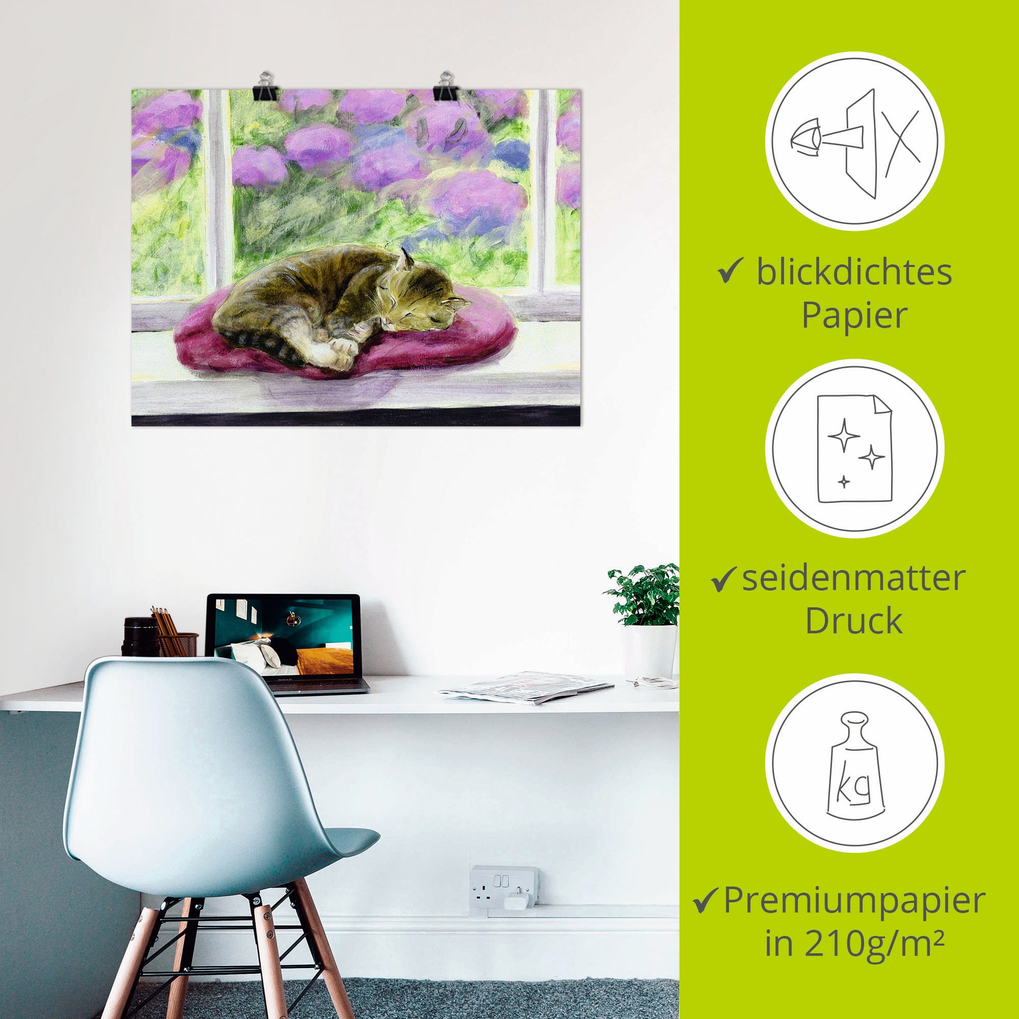 Artland Wandbild »Katze auf Gartenfensterbank«, Haustiere, (1 St.), als Poster, Wandaufkleber in verschied. Größen