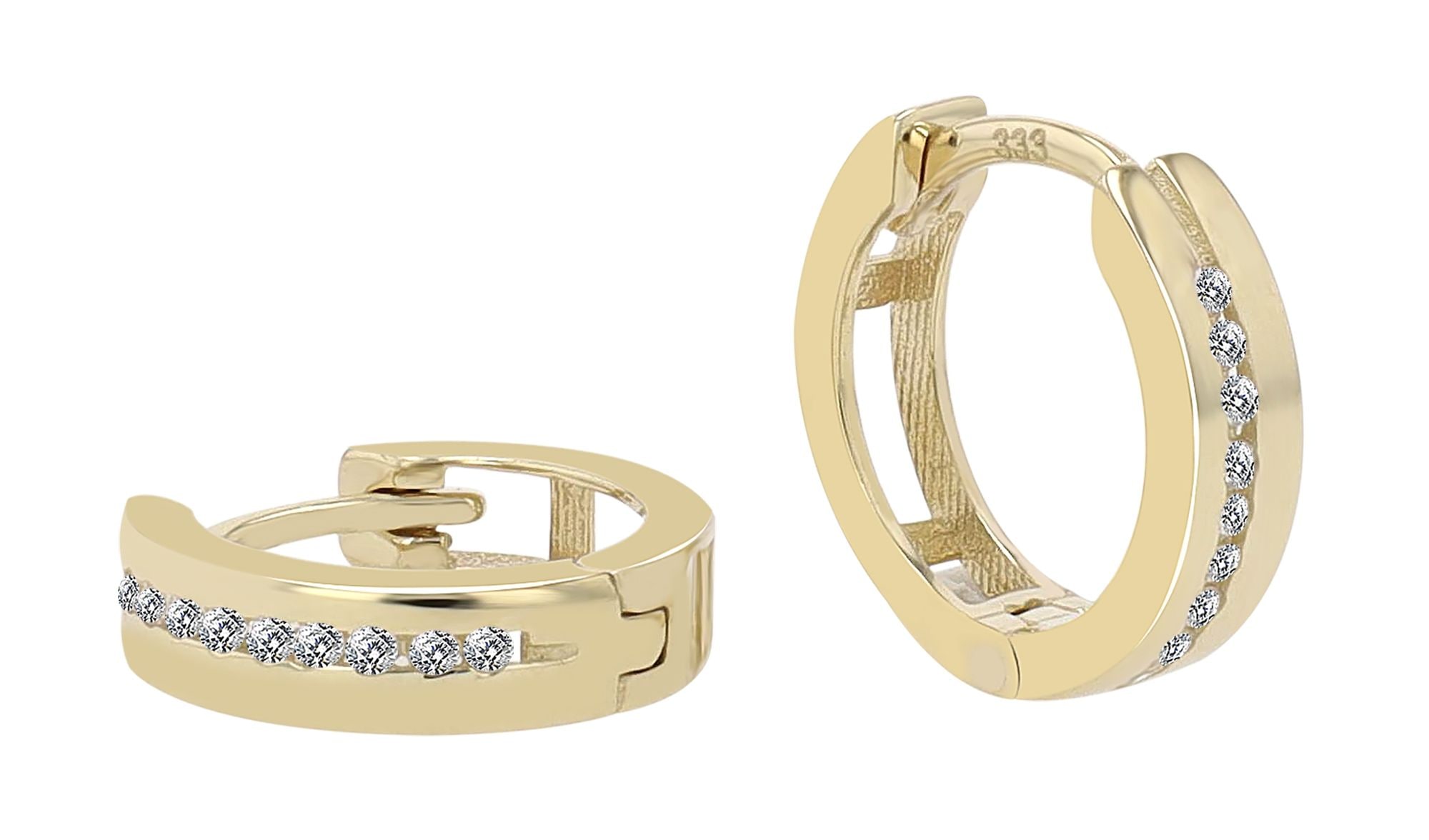 Adelia´s Paar Creolen »Damen Ohrringe ¿ Klappcreole aus 333 Gold mit Zirkonia«