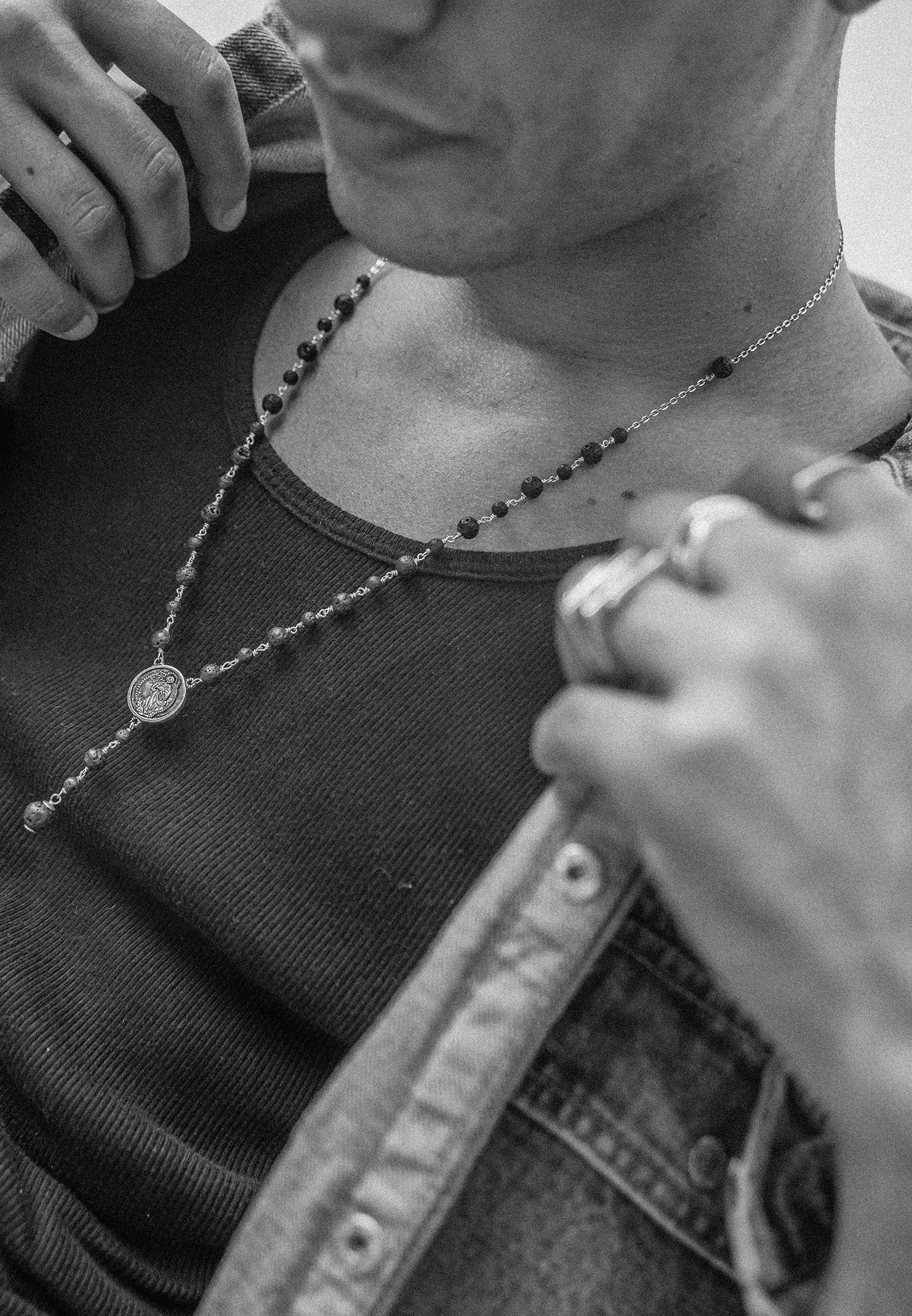 HAZE & GLORY Lange Kette »Halskette Rosenkranz Halskette 925 Sterling Silber«