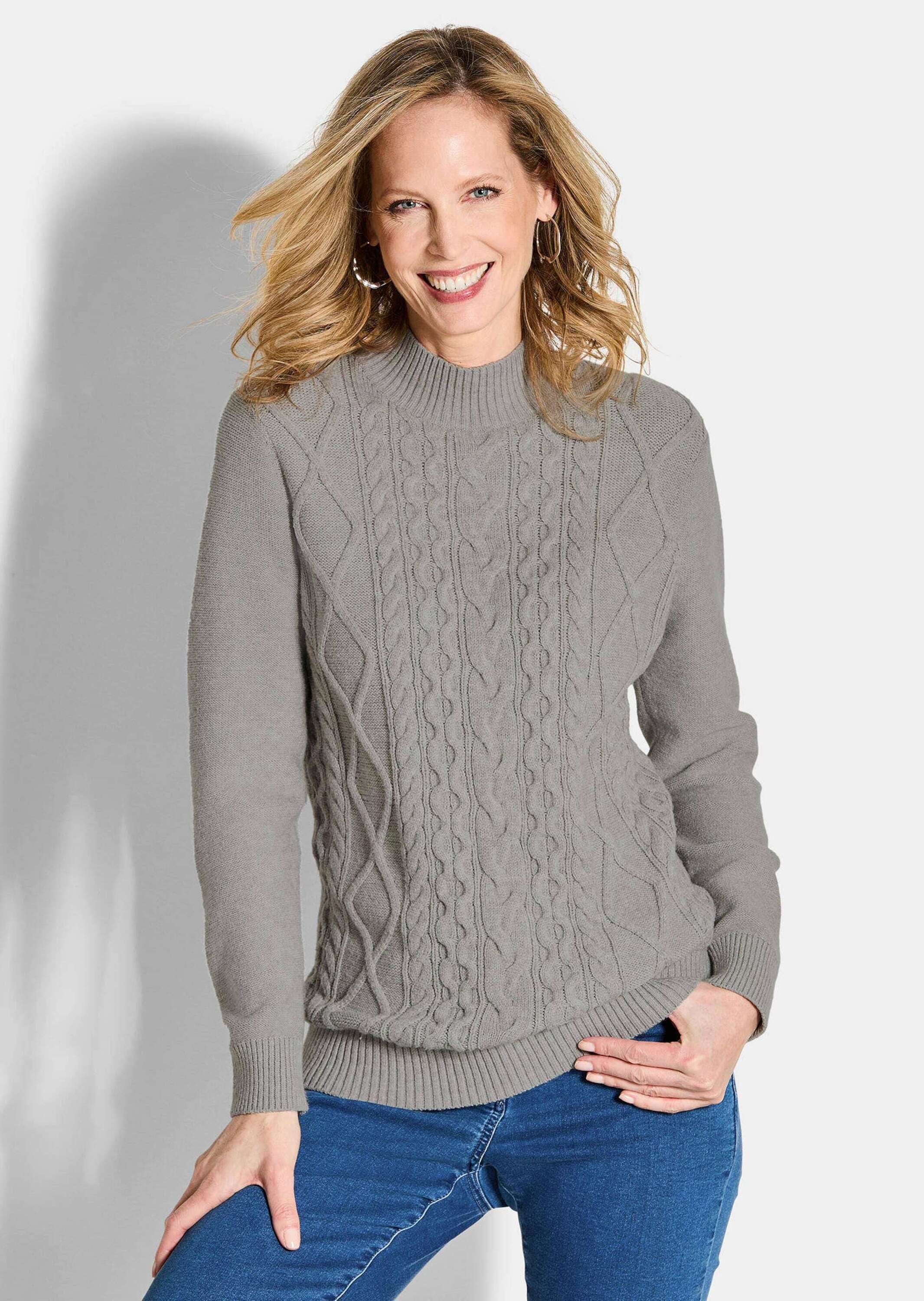 GOLDNER Strickpullover »Kurzgröße Strickpullover mit Zopfmuster«
