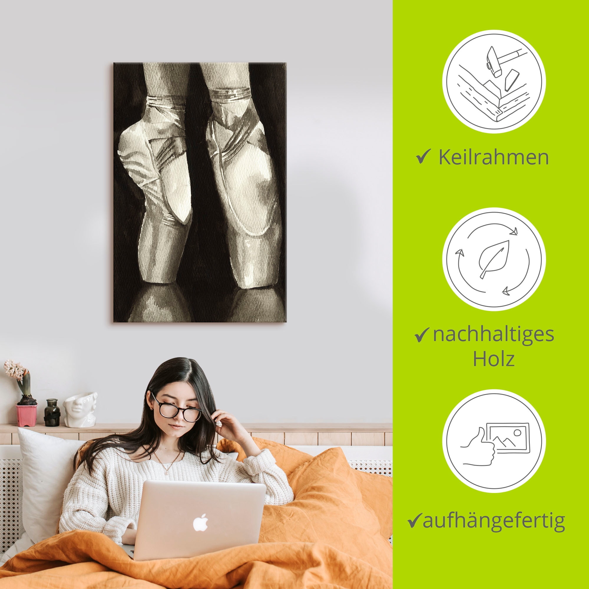 Artland Wandbild »Balletschuhe II«, Sport, (1 St.), als Leinwandbild, Poster in verschied. Größen