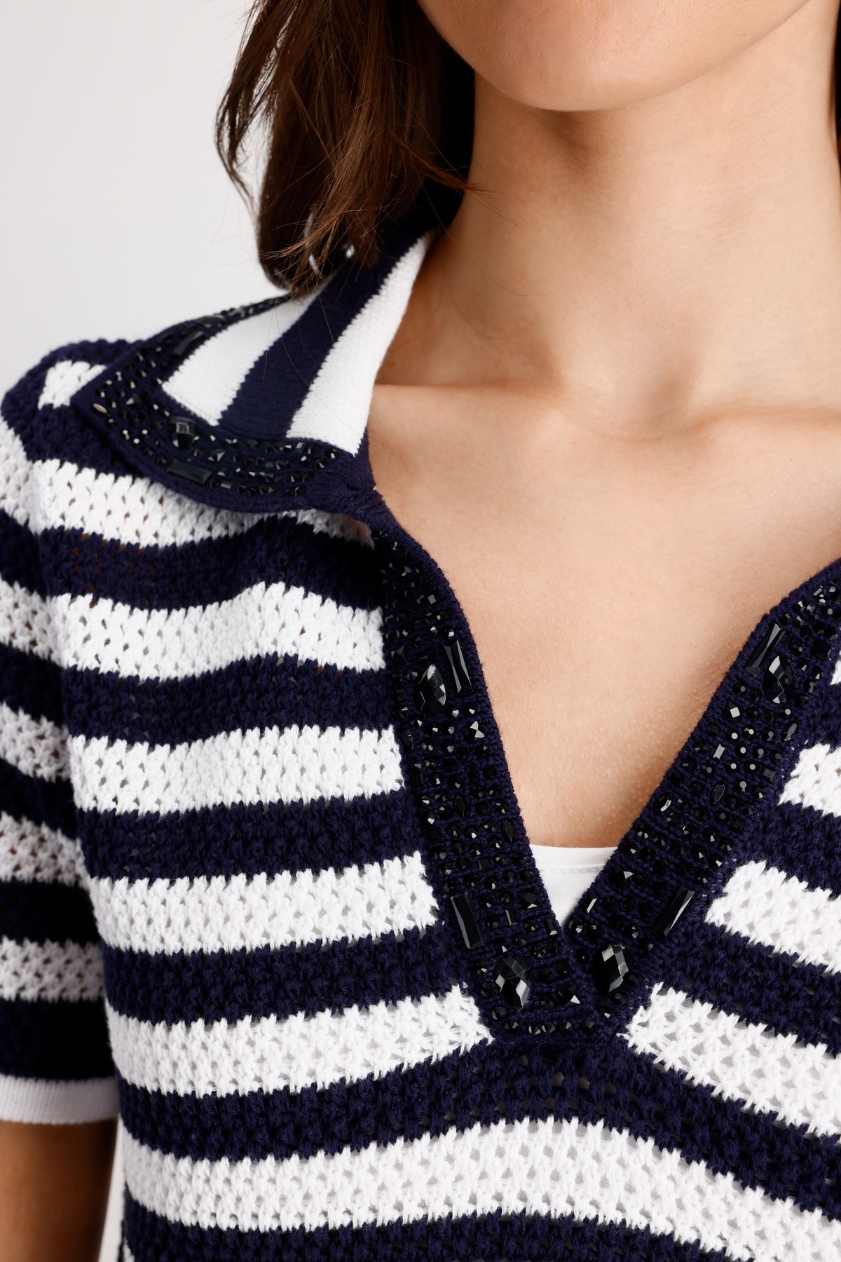 Monari Ajourpullover Regular fit mit Strasssteinen