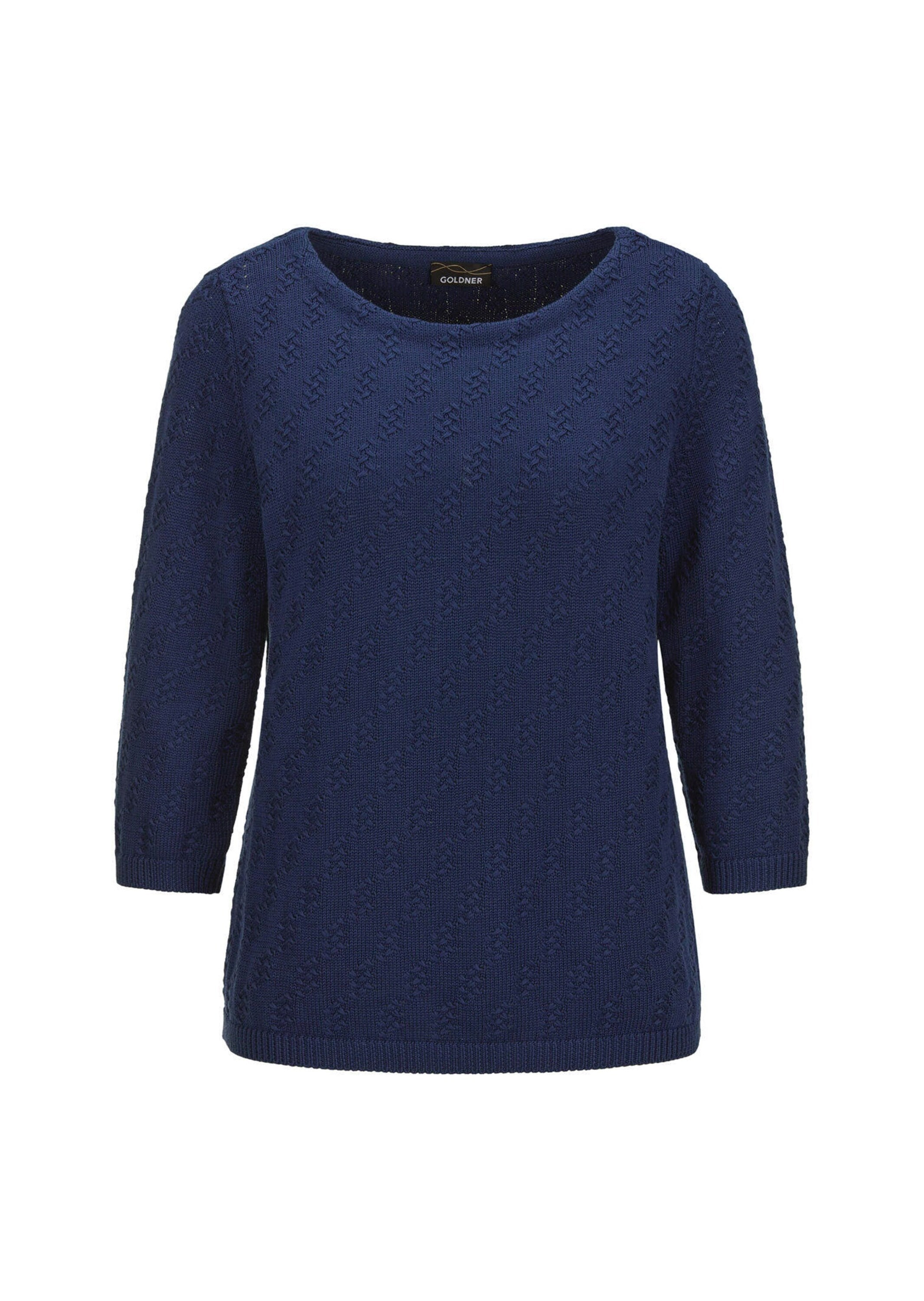 GOLDNER Rundhalspullover »Halbarm Baumwollpullover mit Struktur« 3/4-Ärmel
