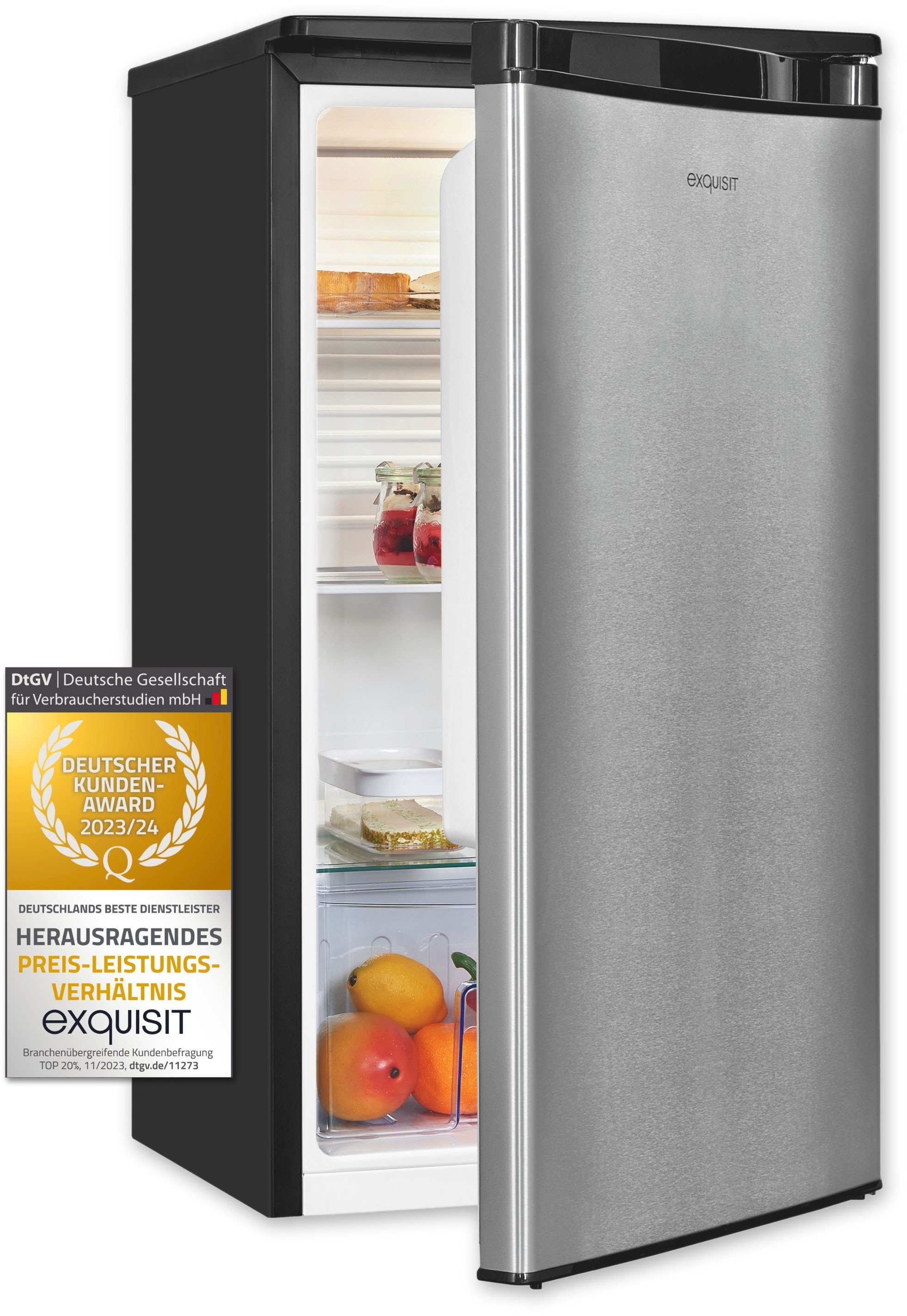 exquisit Vollraumkühlschrank »KS85-V-091E« 84,3 cm hoch 45 cm breit Perfekte Kühlung für Obst, Gemüse & Getränke – kompakt und vielseitig