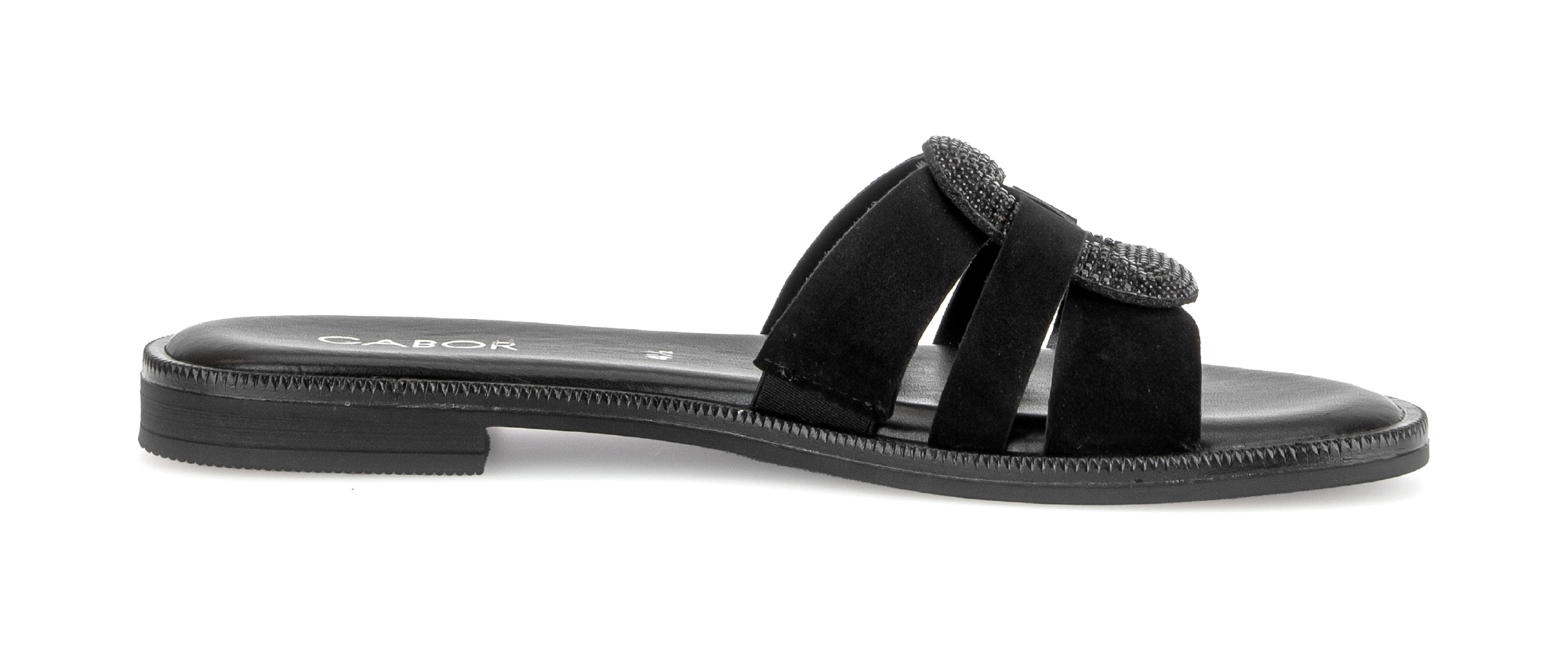 Gabor Pantolette  Blockabsatz, Sommerschuh, Schlupfschuh, Zierspange mit Schmucksteinen