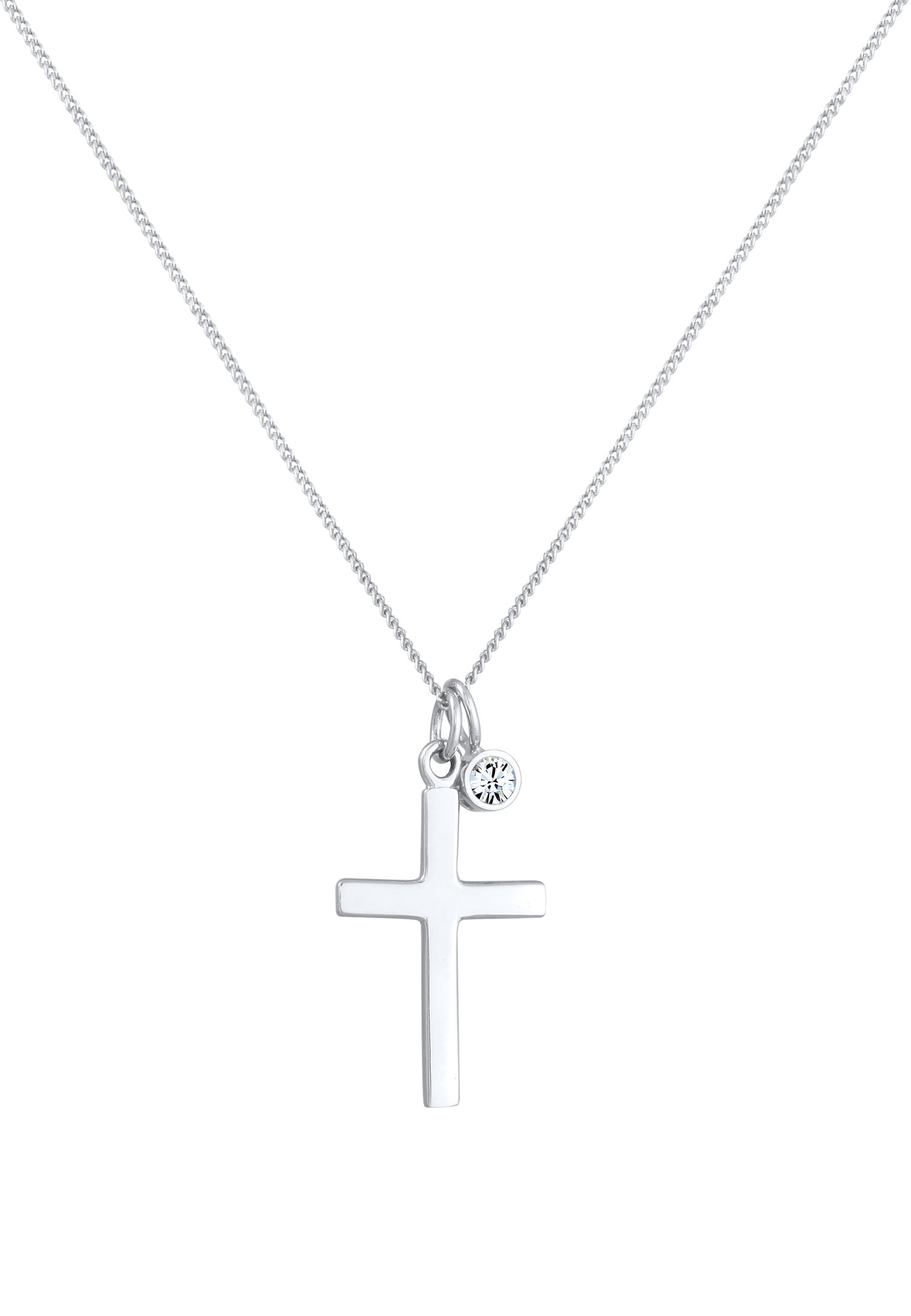 Elli Silberkette »Halskette Kreuz Religion  Kristalle 925 Silber«