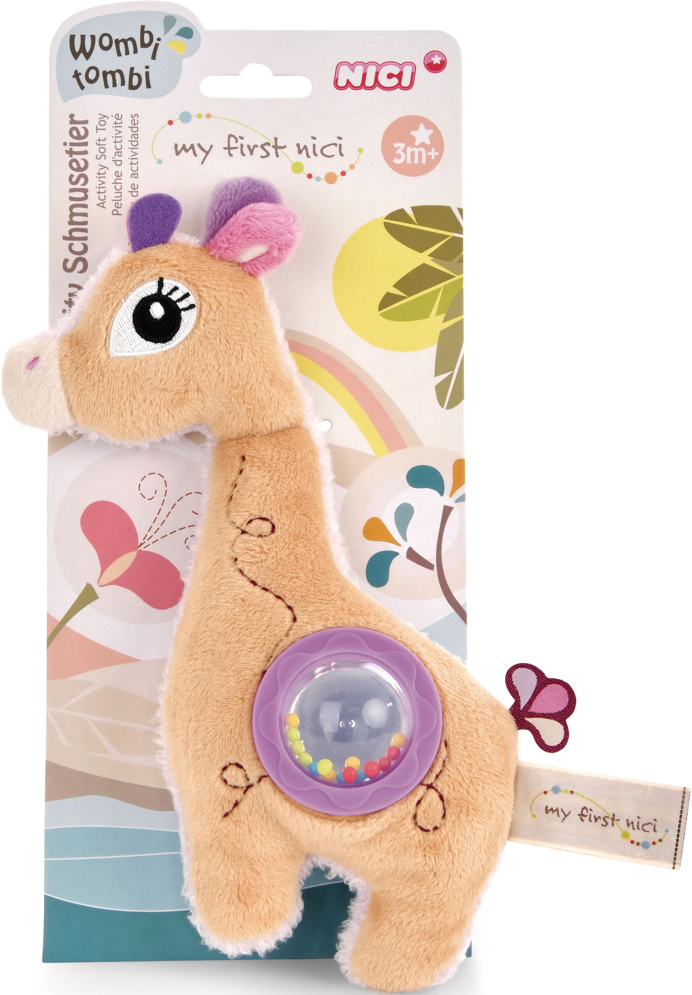 Nici Greifspielzeug »Activity-Schmusetier, My first NICI, 2D Giraffe Sasuma, 20 cm«, mit Rassel