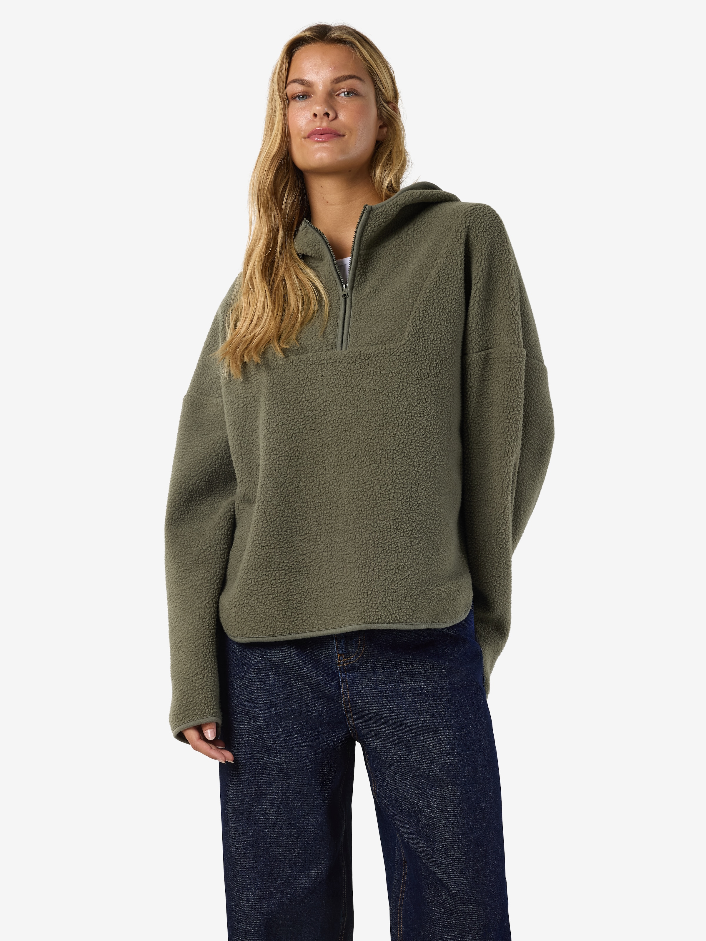 Noisy may Fleecepullover »NMCOZY L/S HALFWAY ZIP SWEATER JRS NOOS«, Polyester, relaxed fit
