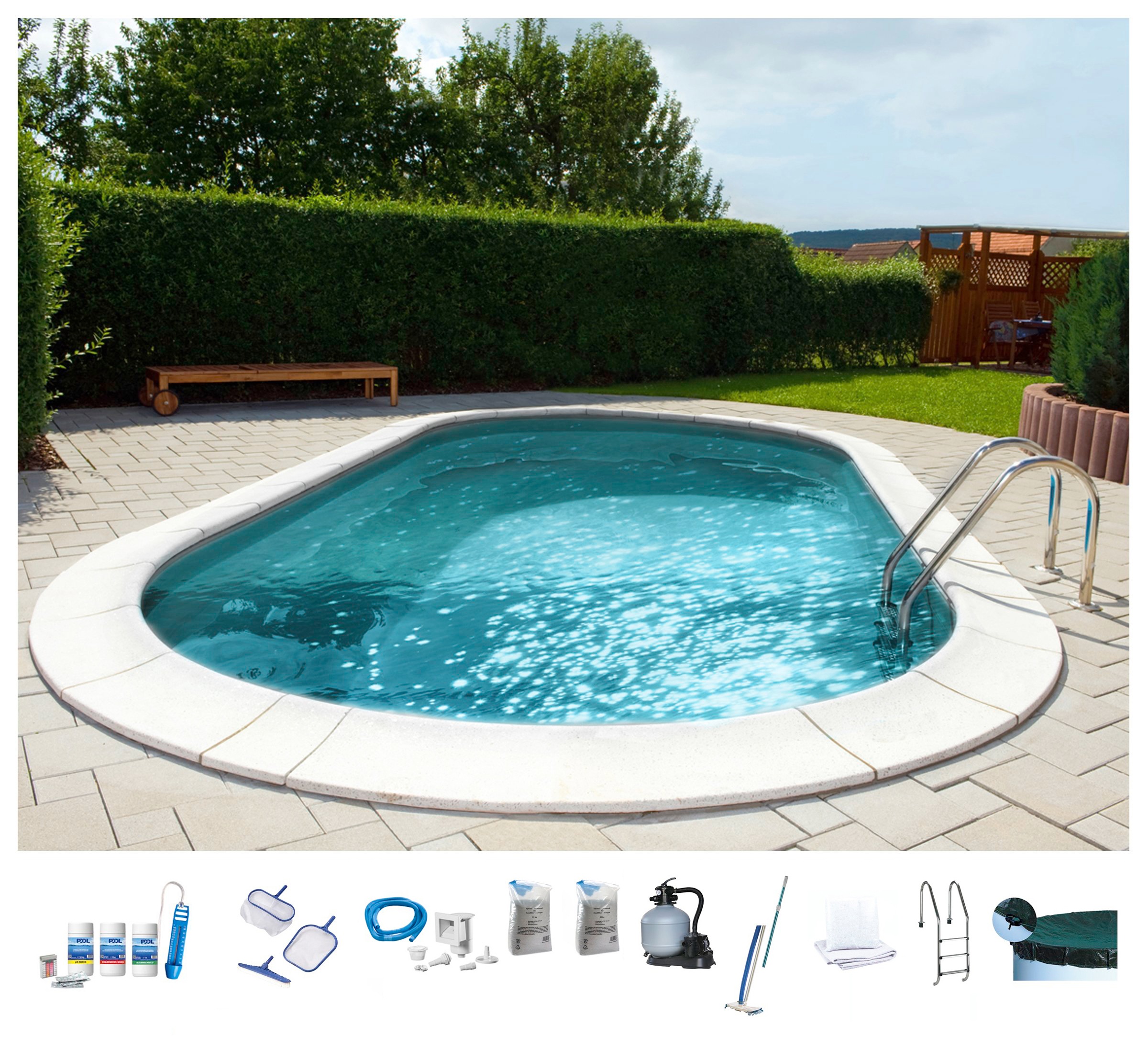 BWT MY POOL Ovalpool, (Set, 10 tlg.), BxLxH: 360x737x150 cm
