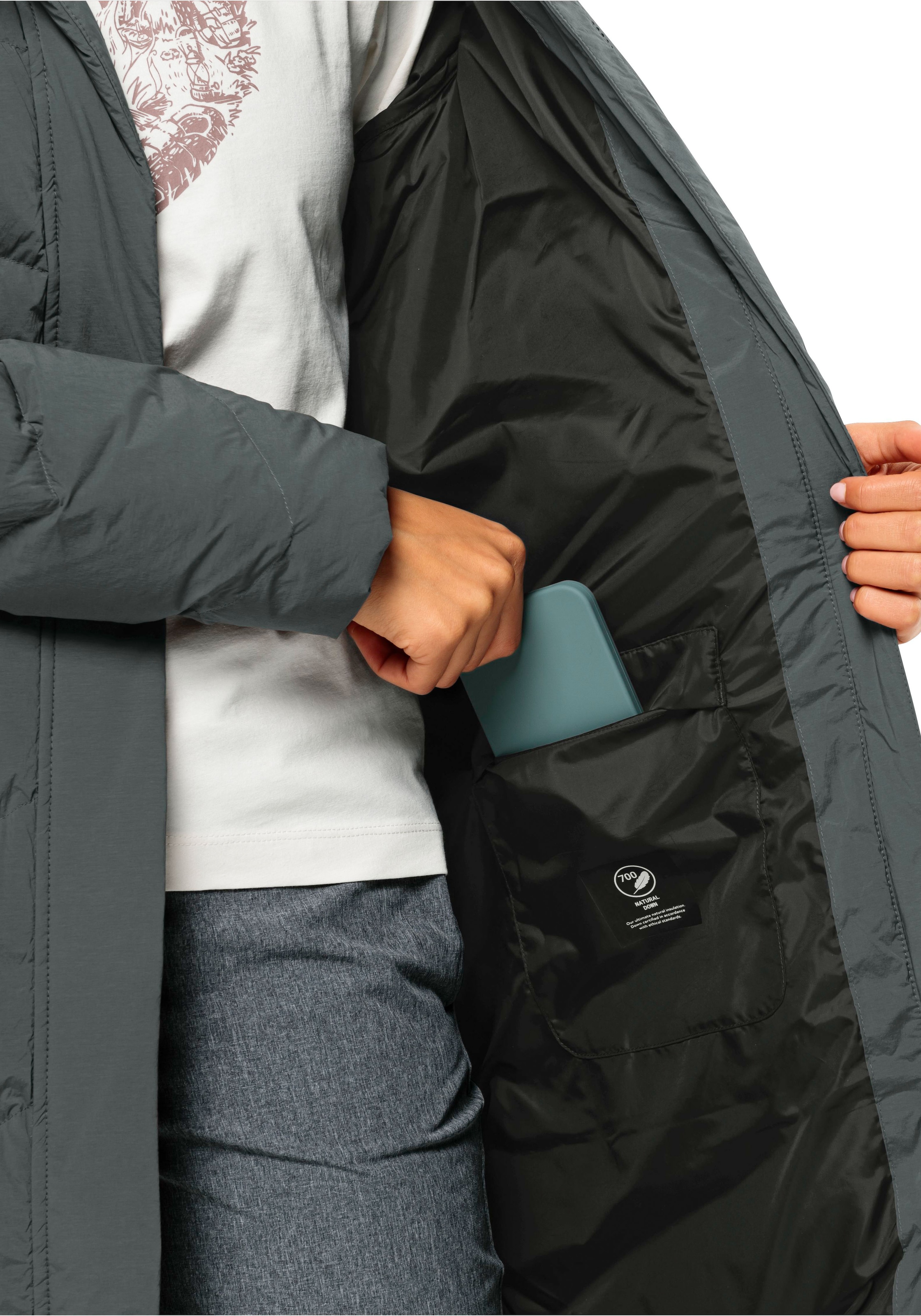 Jack Wolfskin Daunenmantel »MARIENPLATZ COAT W«, mit Kapuze