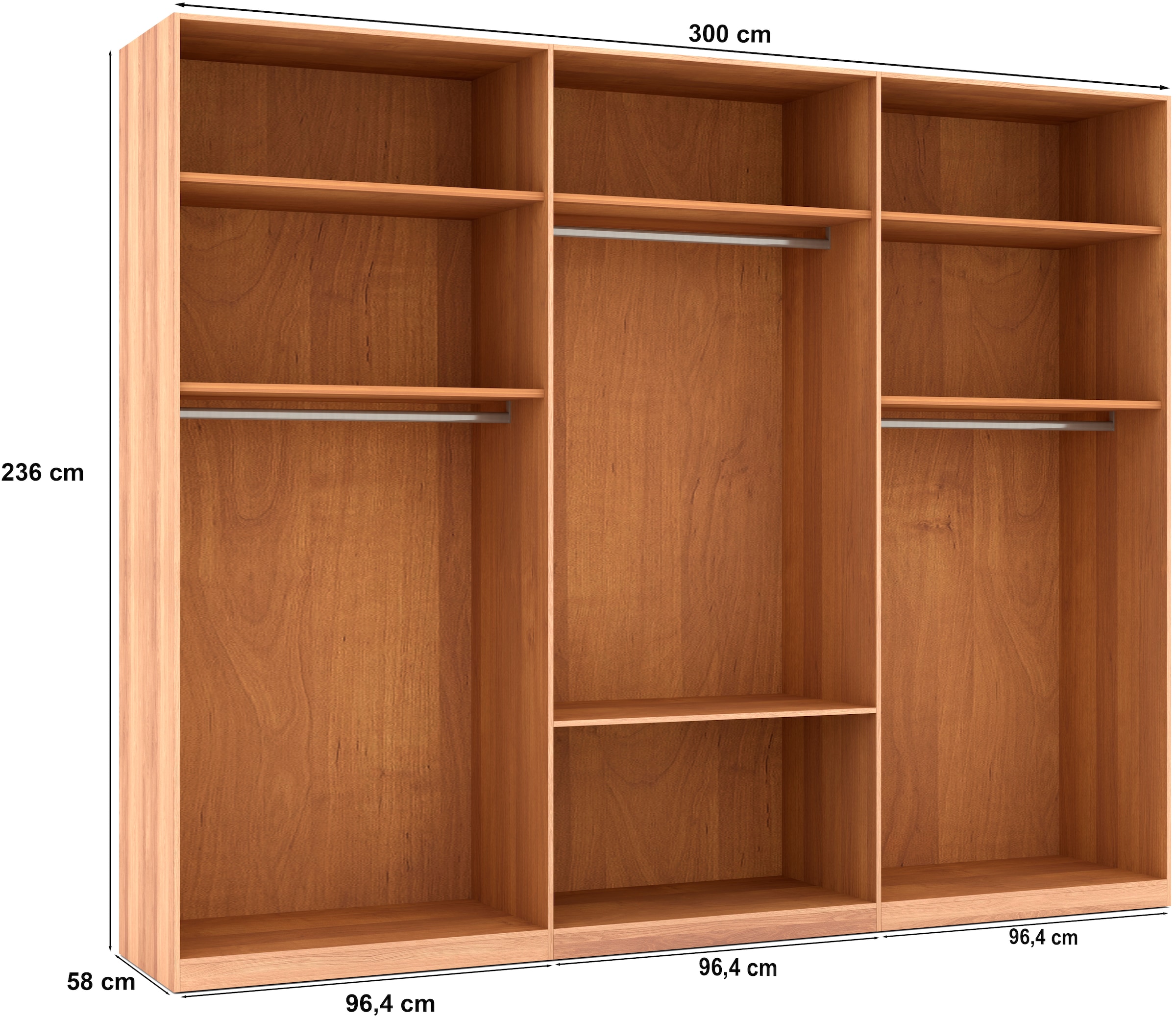 Musterring Drehtürenschrank »Sorrent, Kleiderschrank, teilmassiv Eiche«, (mit Türdämpfern, mit Schubladen, extra Böden, MADE IN GERMANY), Türen in Eiche massiv und als Parsol-Bronze-Spiegel, mit Schubkästen