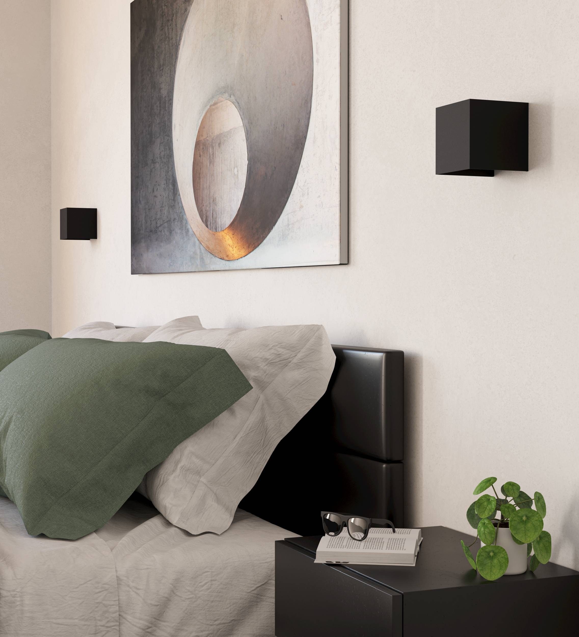 EGLO Wandleuchte »Valmontone Wandlampe,innen, Würfel, indirekte Up und Down Beleuchtung« LED-Modul 1 Stk. Warmweiß Wand-/Deckenleuchte - L10 x H10 x AL10 cm - schwarz - 2X1,5W inkl.