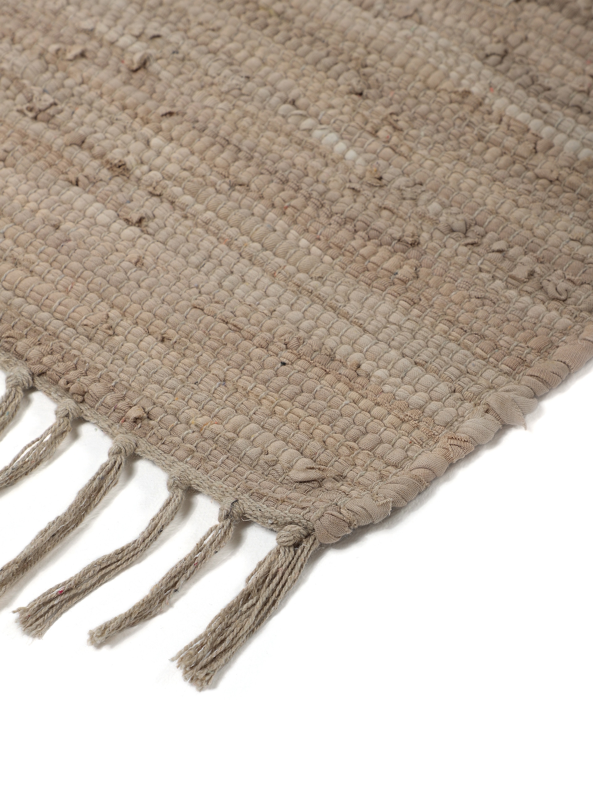 carpetfine Teppich »Kelim Chindi uni«, rechteckig, 5 mm Höhe, Wendeteppich, reine Baumwolle, handgewebt, Uni-Farben, mit Fransen