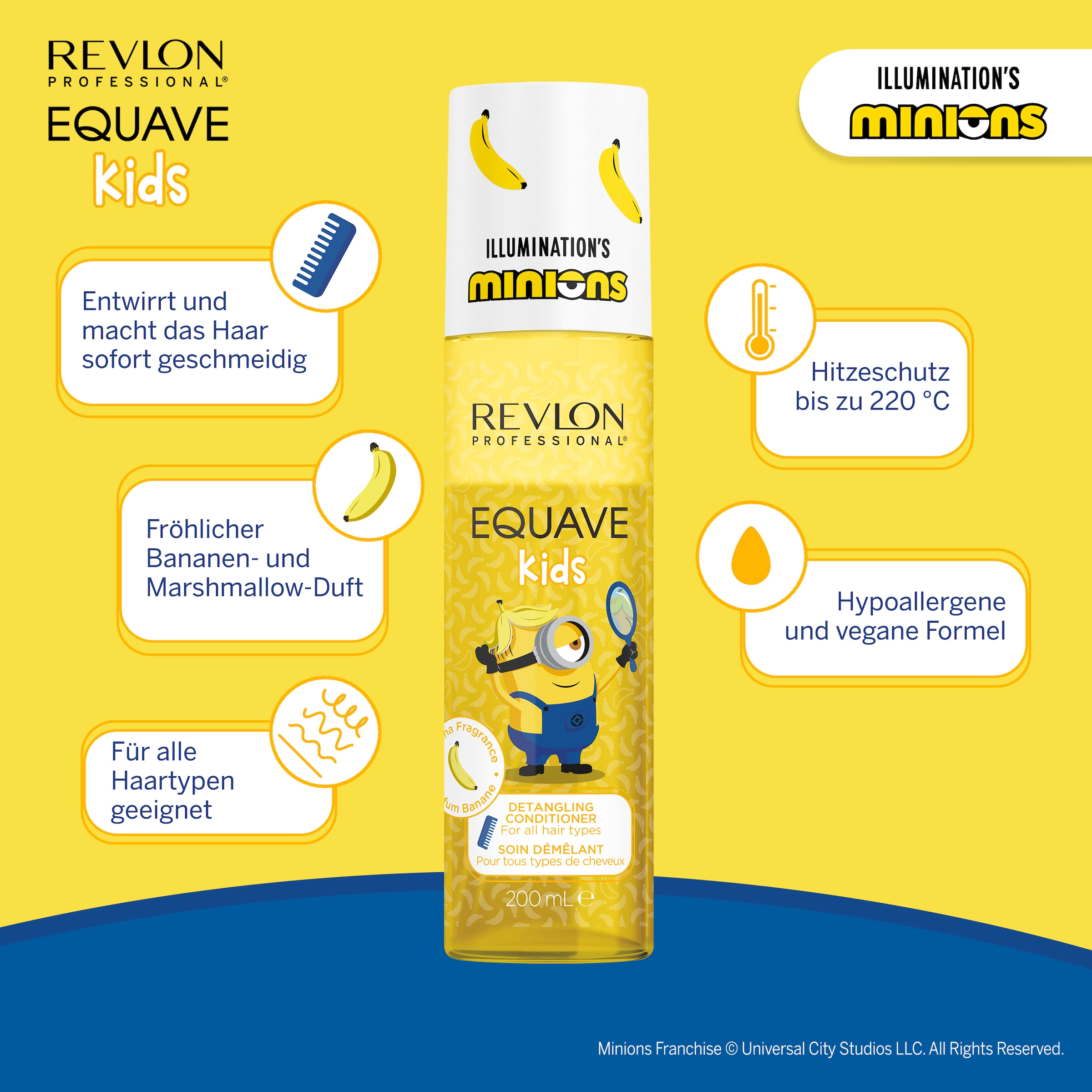 REVLON PROFESSIONAL Leave-in Pflege »EQUAVE KIDS MINIONS DETANGLING CONDITIONER« Vegan & Dermatologisch getestet, Special Edition